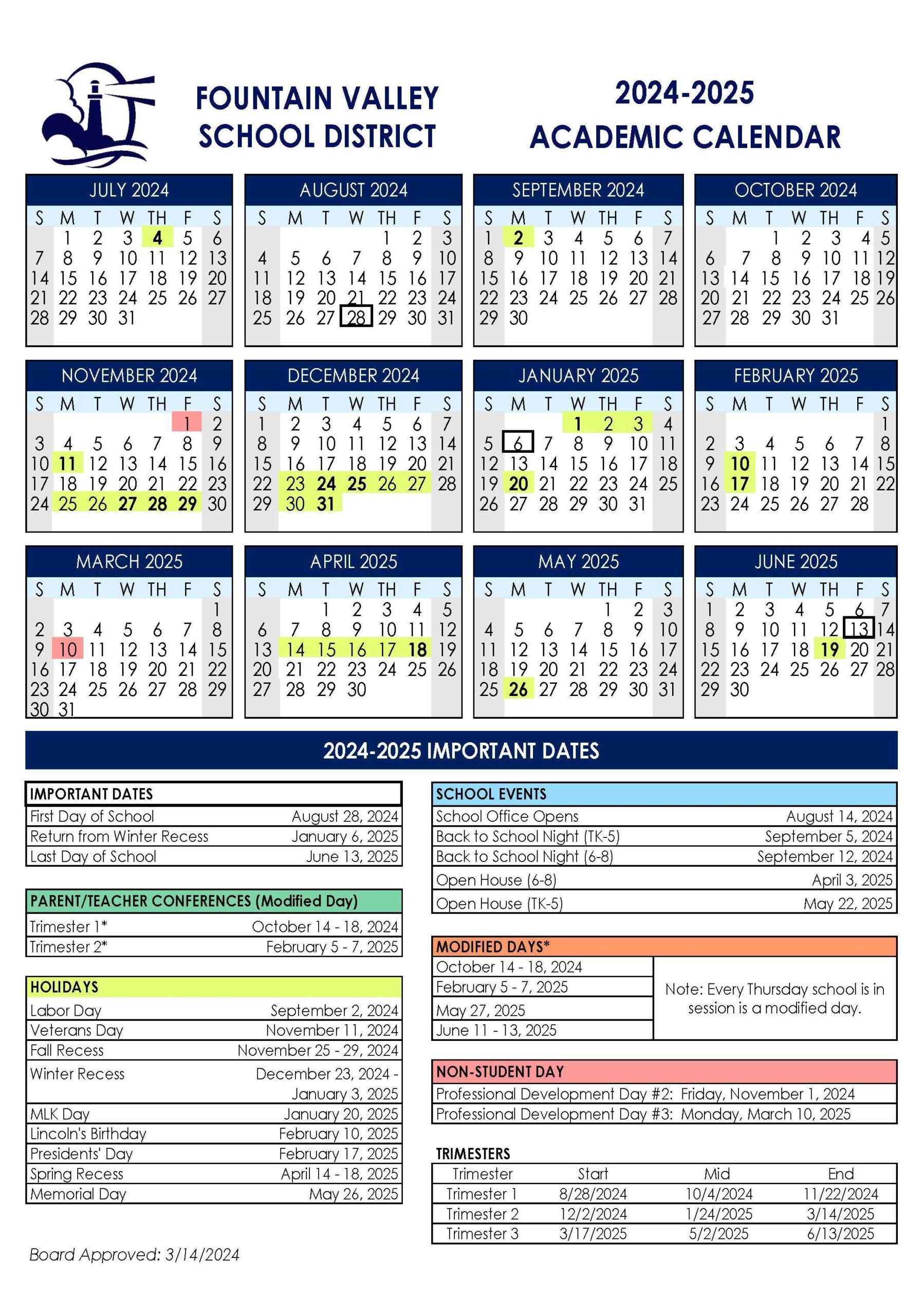 Academic Calendar August 2025