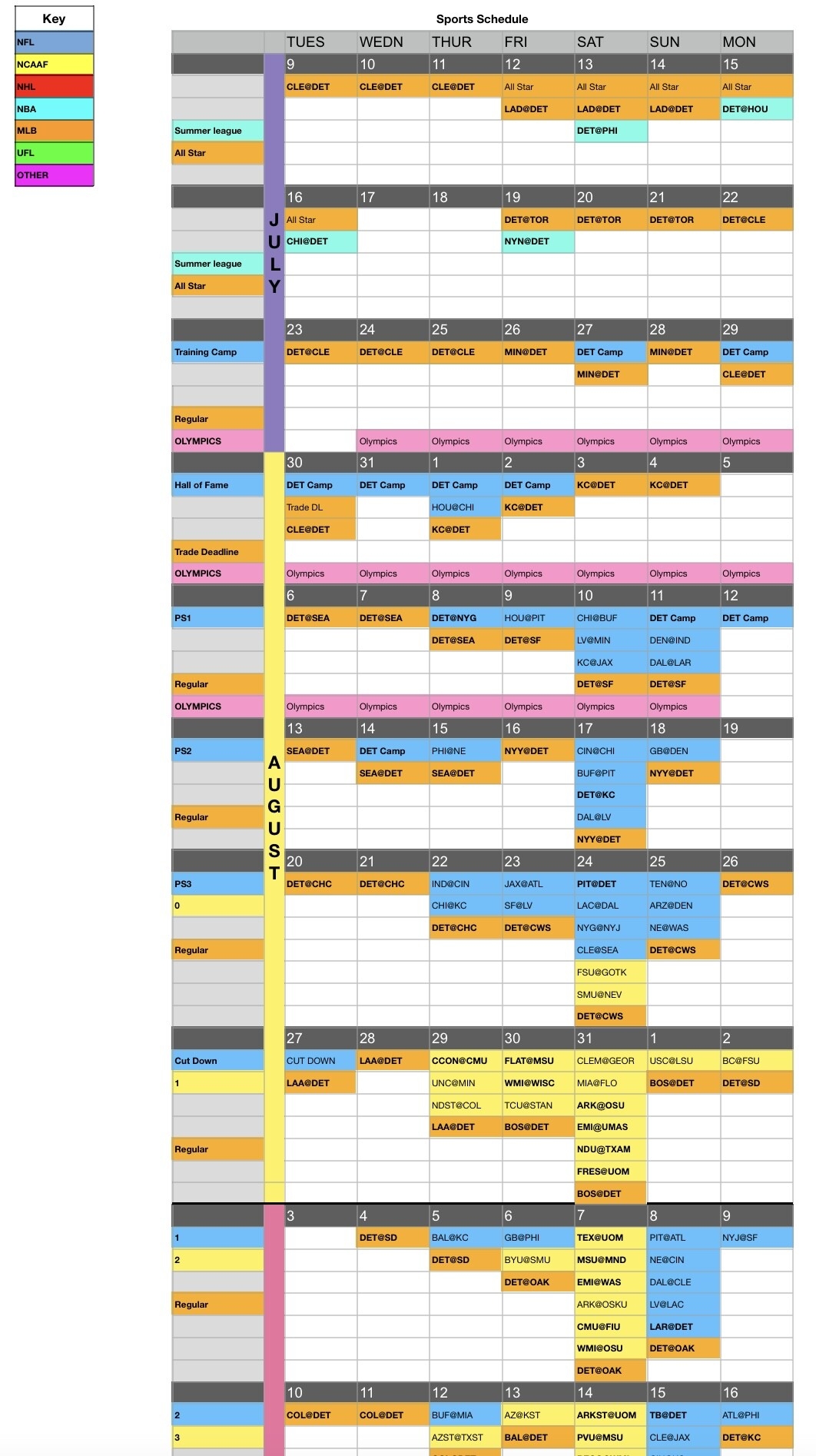 June 2025 Sports Calendar