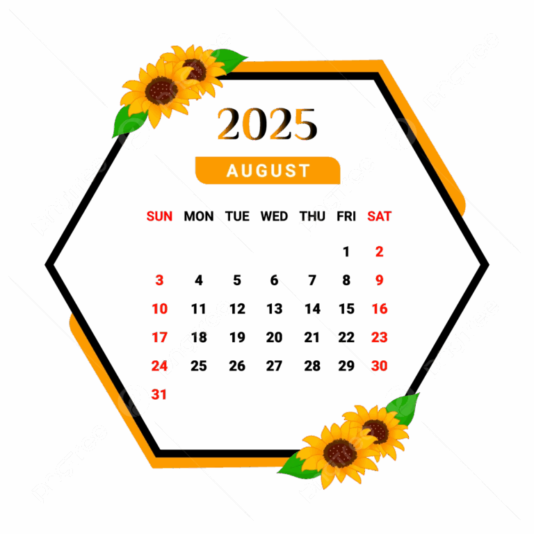 2025 August Calendar PNG Transparent Images Free Download Vector Files Pngtree