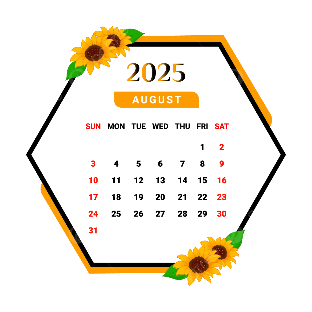 2025 August Calendar PNG Transparent Images Free Download Vector Files Pngtree