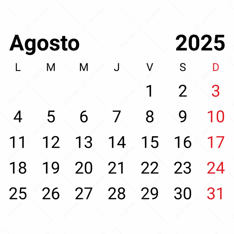 2025 August Monthly Spanish Calendar Vector 2025 August Monthly Spanish Calendar 2025 August Calendar PNG And Vector With Transparent Background For Free Download