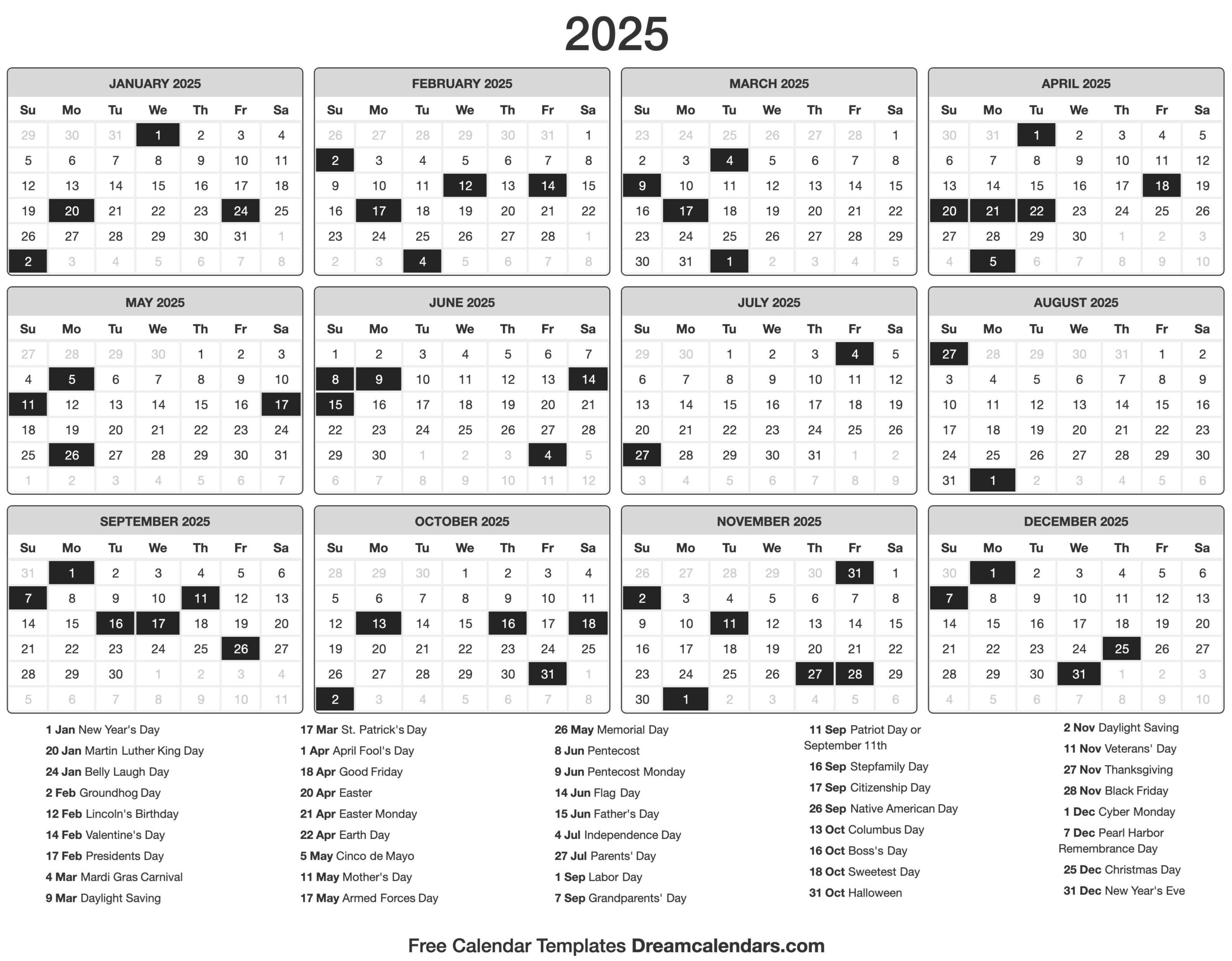 September 2025 Special Days Calendar