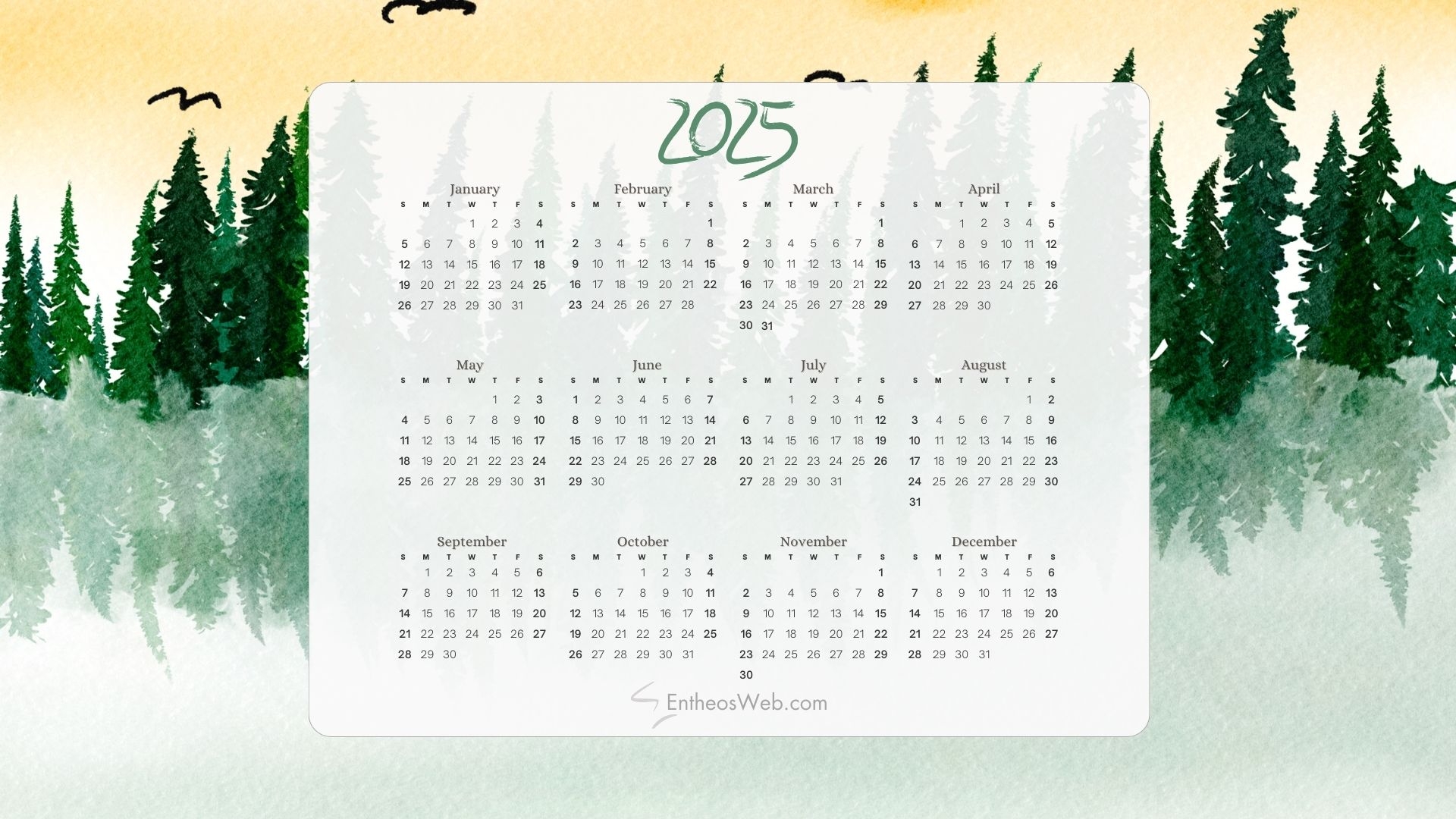 December 2025 Calendar Computer Wallpaper