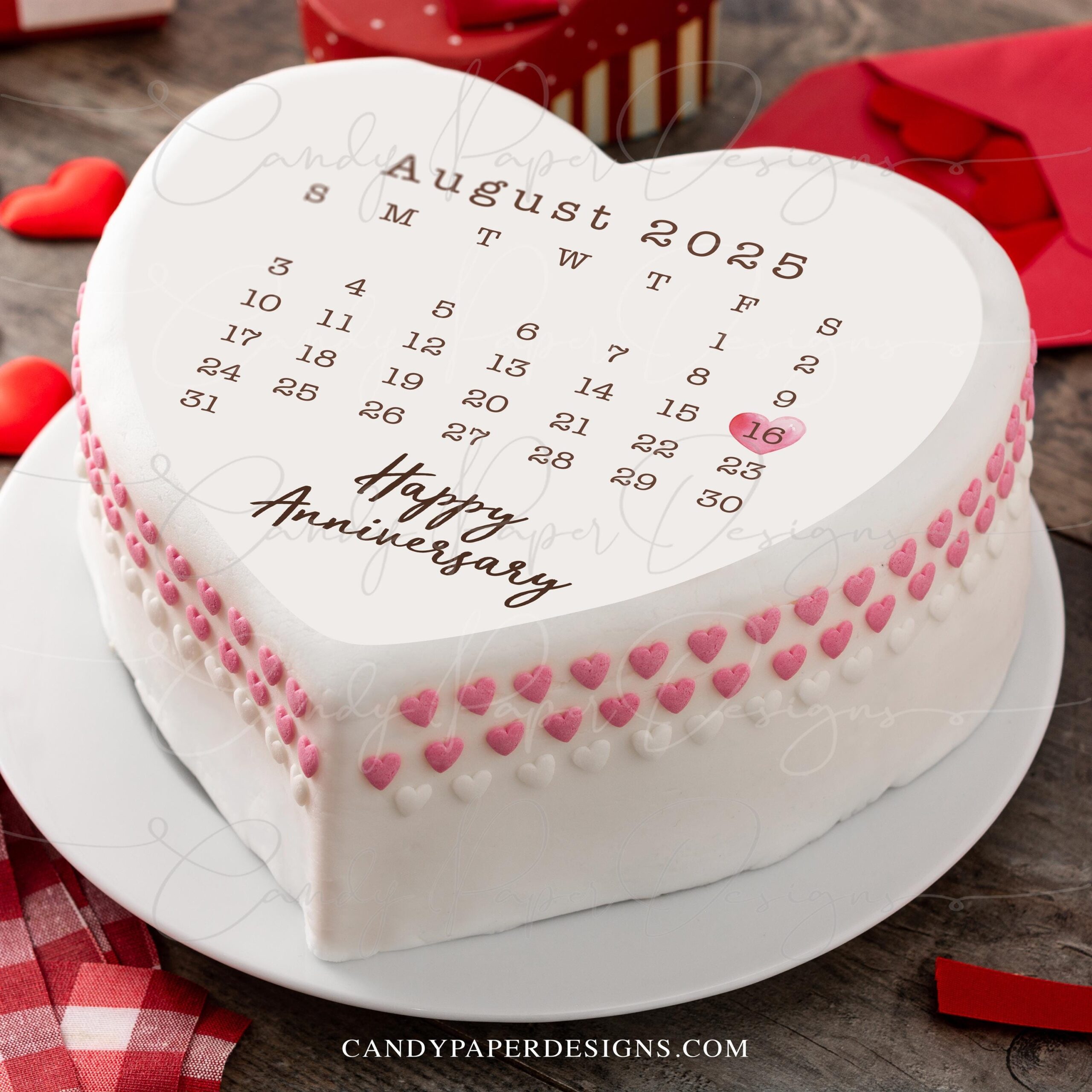 2025 Calendar Edible Heart shaped Cake Topper Calendar Heart Personalized Edible Topper For Birthday Wedding Anniversary Graduations Etsy