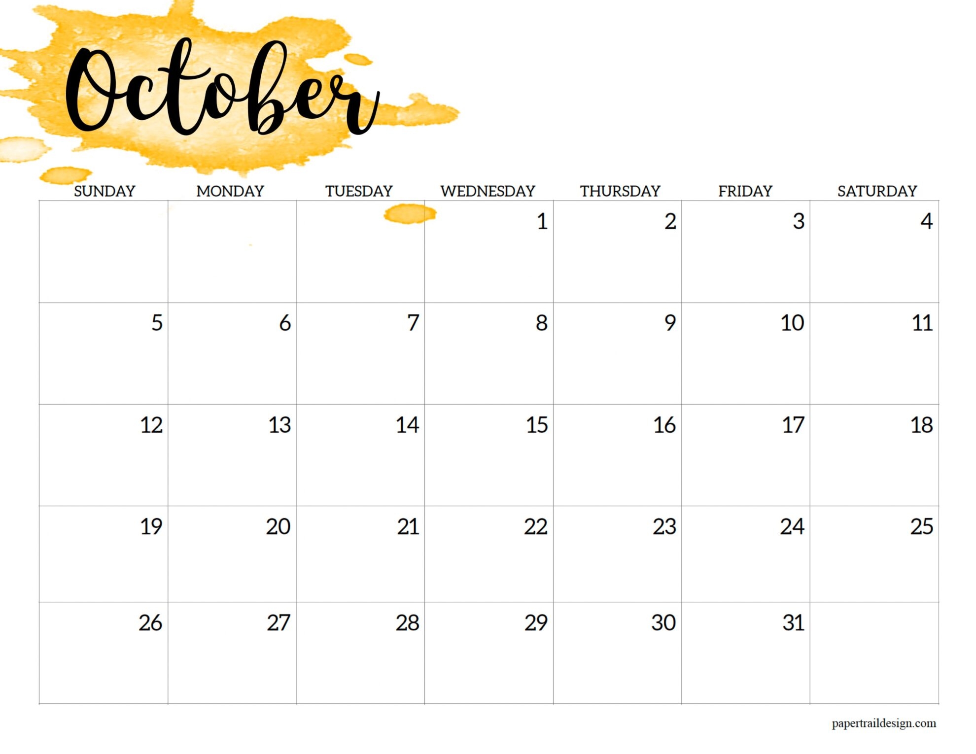 2025 Calendar Printable Watercolor Paper Trail Design