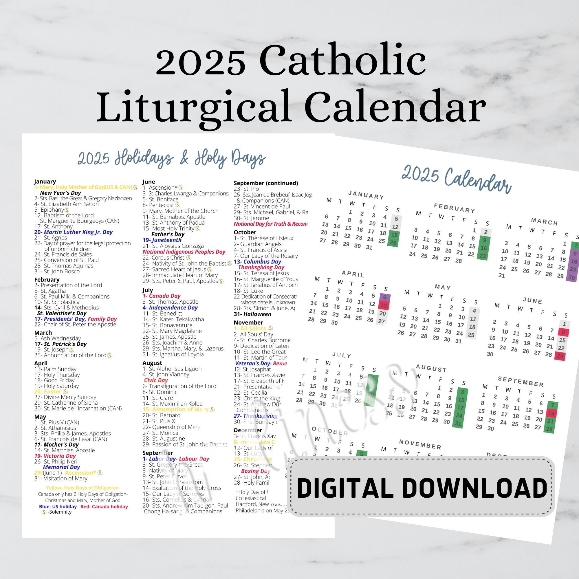 Liturgical Calendar August 2025