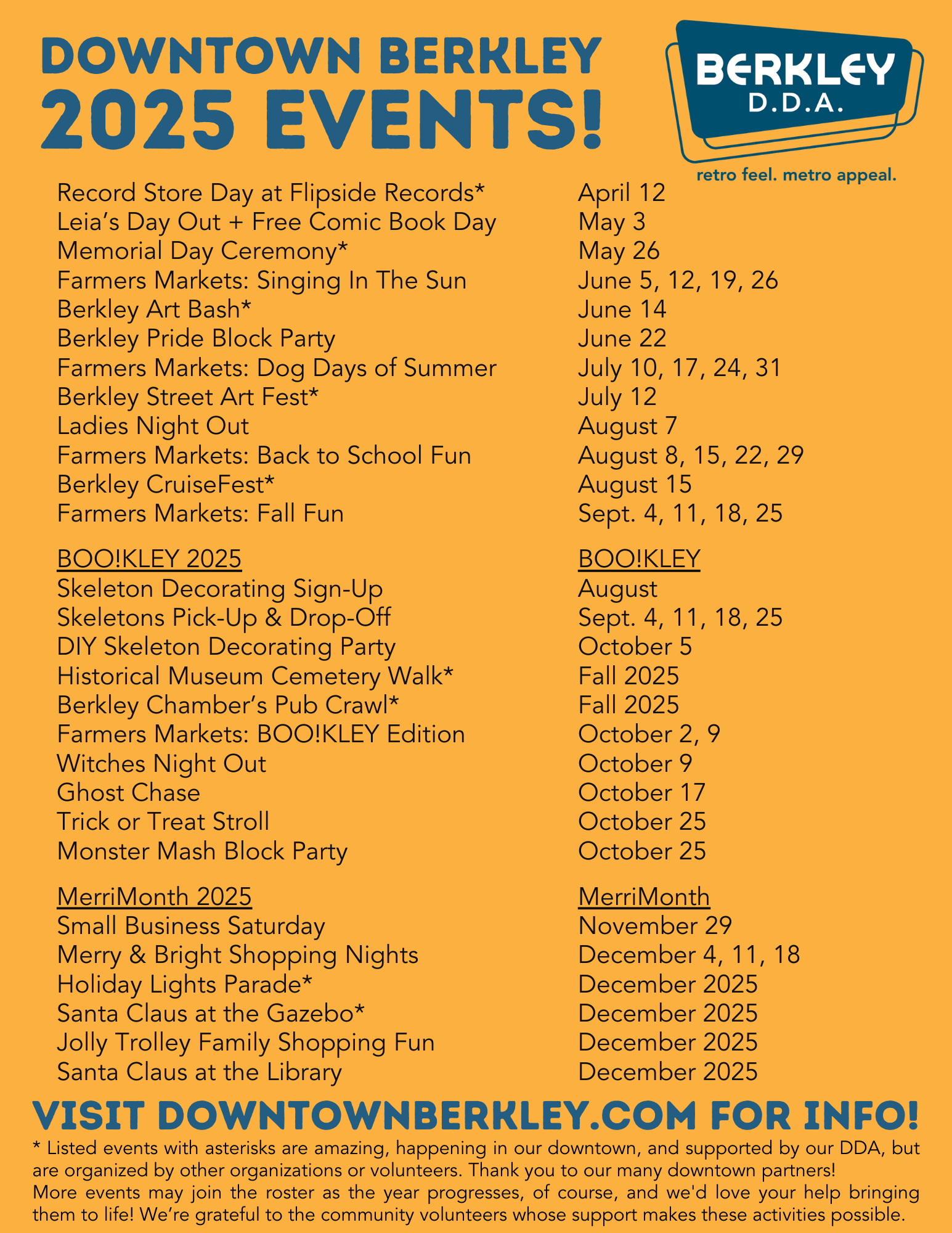 2025 Downtown Events Calendar