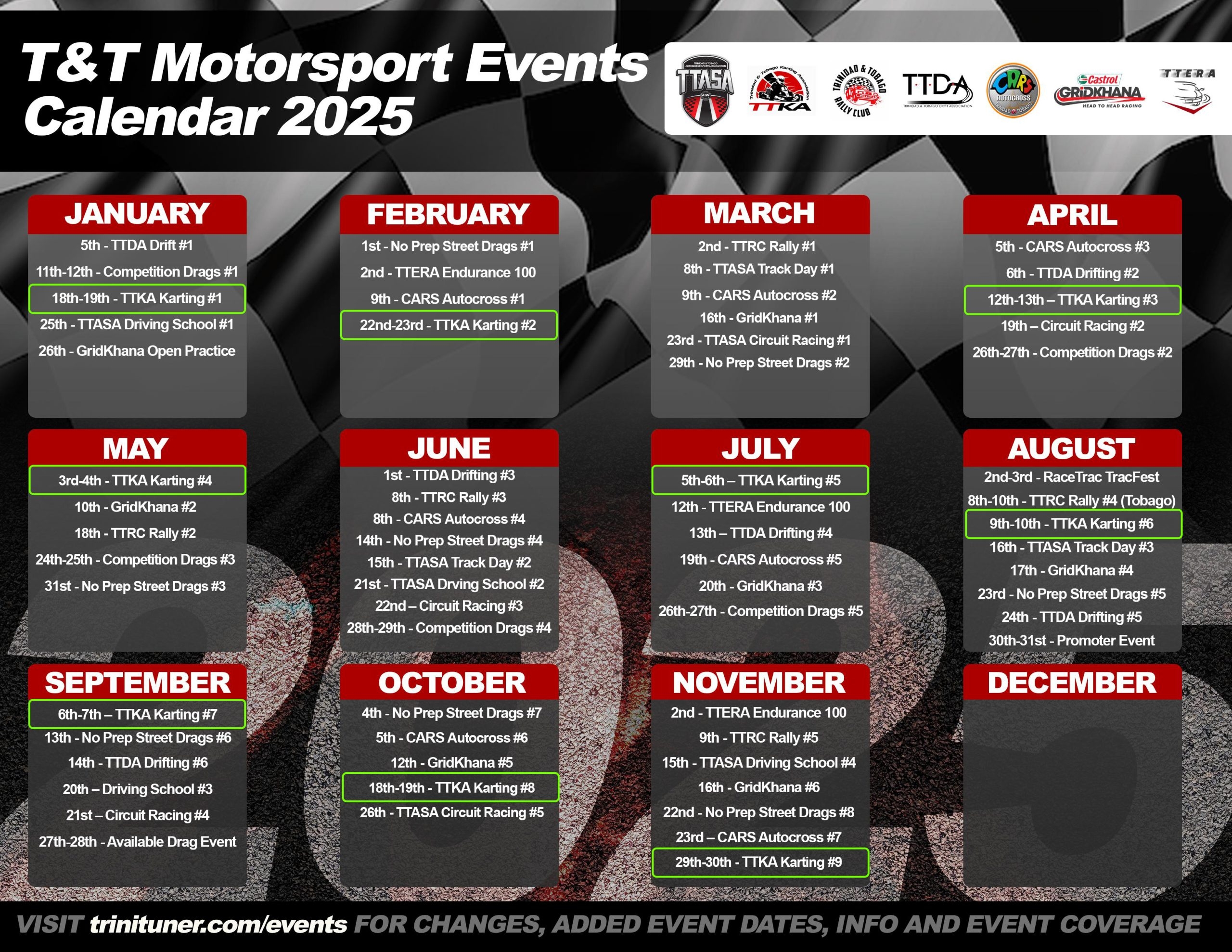 2025 Event Calendar TT Karting Association