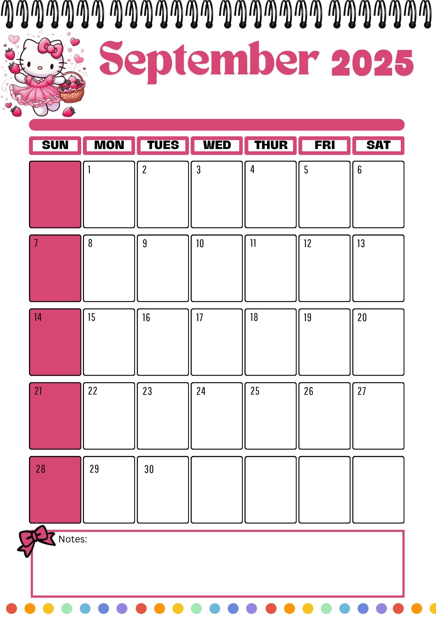 Hello Kitty July 2025 Calendar