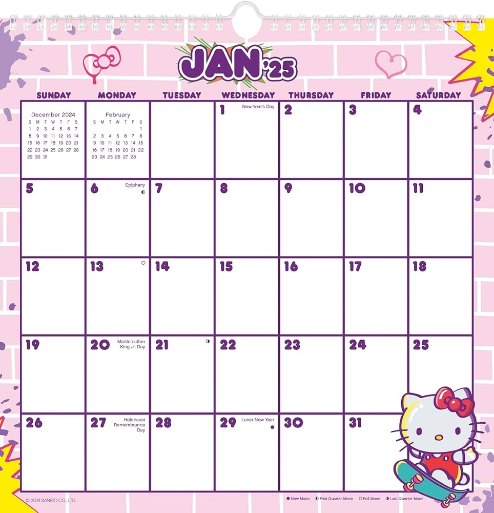 2025 Hello Kitty U0026 Friends Spiral Wall Calendar 9798888281680 Trends International Books Amazon