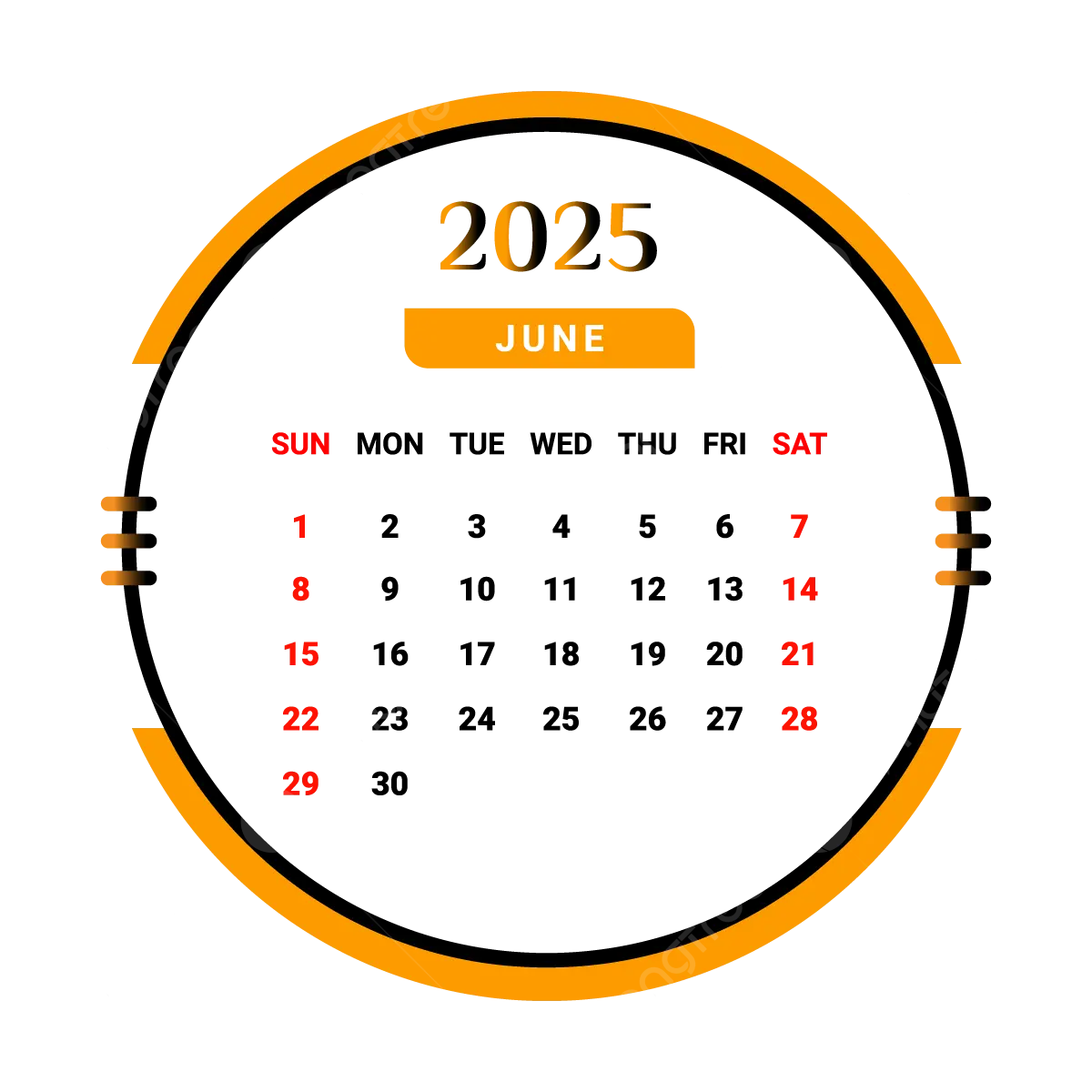 2025 June Month Calendar Yellow And Black Vector Monthly Calendar 