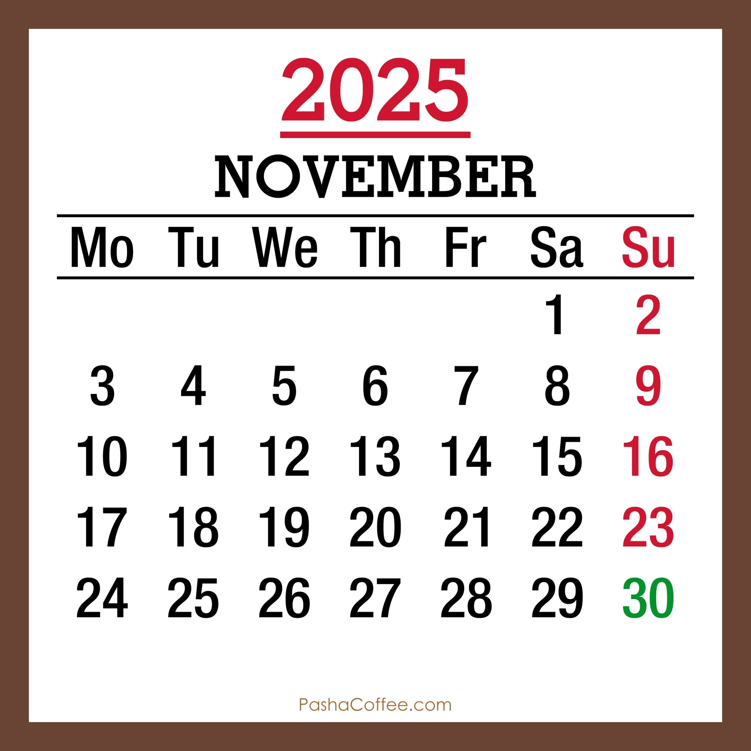 November 2025 Calendar Uk