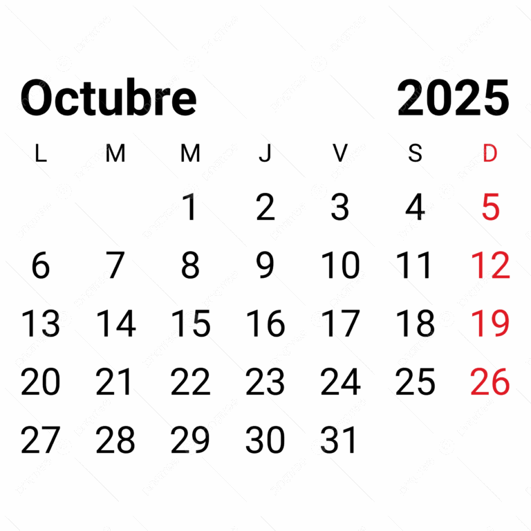 2025 October Monthly Spanish Calendar Vector 2025 October Monthly