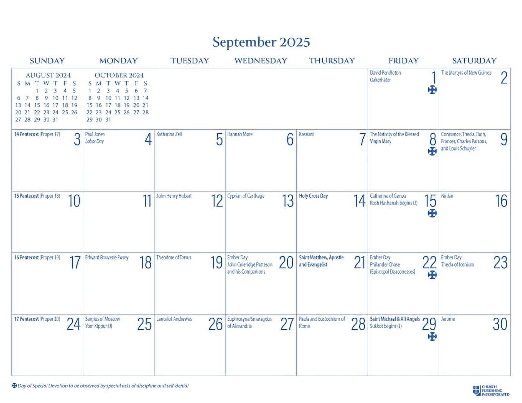 2025 Parish Wall Calendar September 2024 Through December 2025 Paperback 