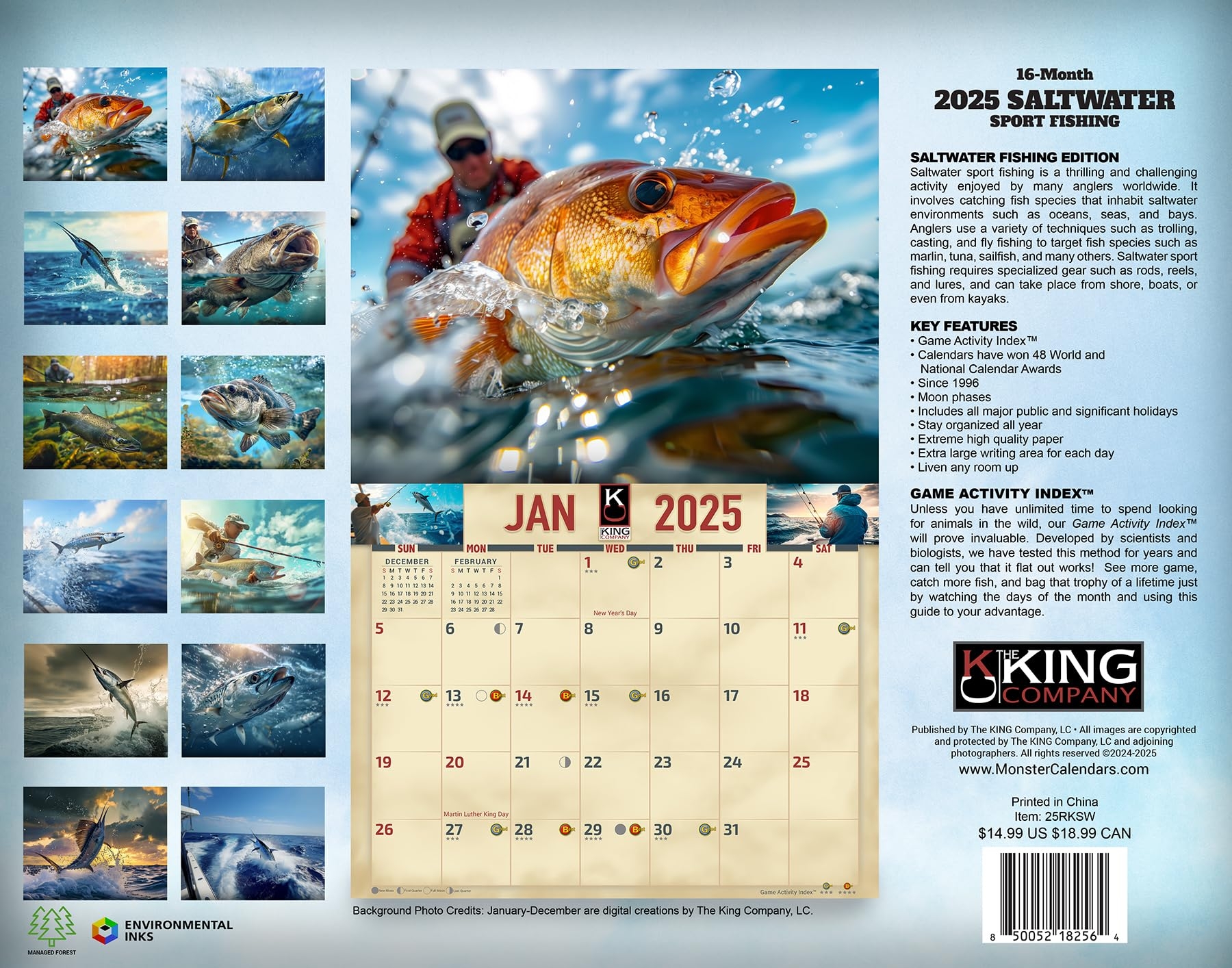 2025 Saltwater Fishing Wall Calendar 16 Month X Large Size 14x22 Best Saltwater Sport Fish Calendar By The KING Company Monster Calendars Amazon co uk Stationery U0026 Office Supplies