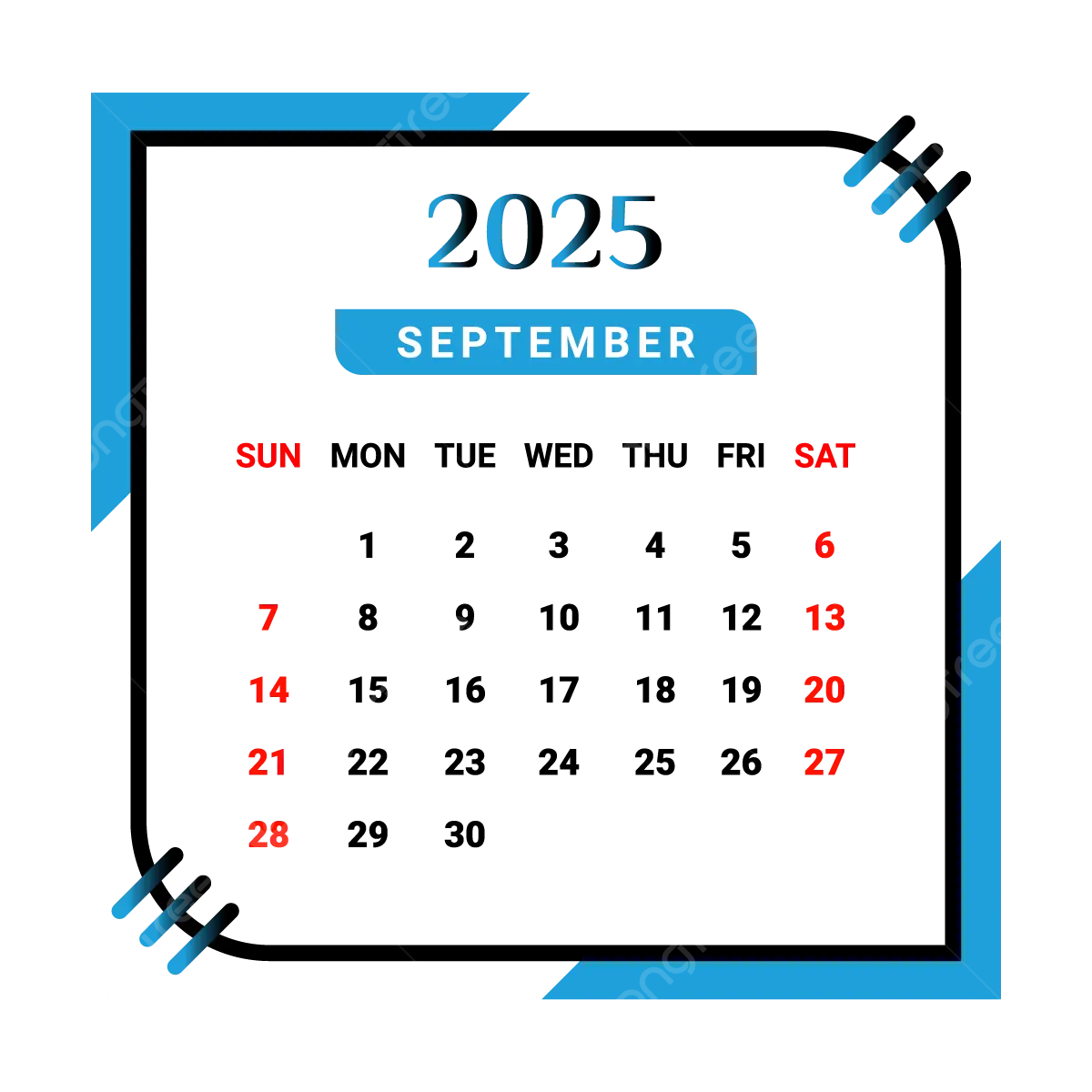 Black September 2025 Calendar