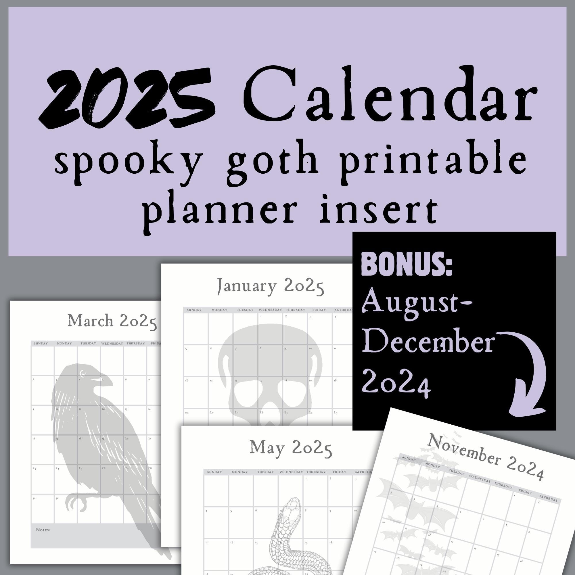Goth Themed Calendar July 2025