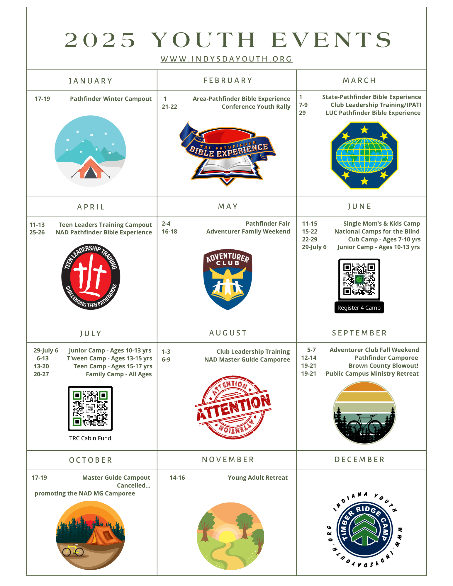2025 Youth Event Calendar Indiana Conference Of Seventh day 
