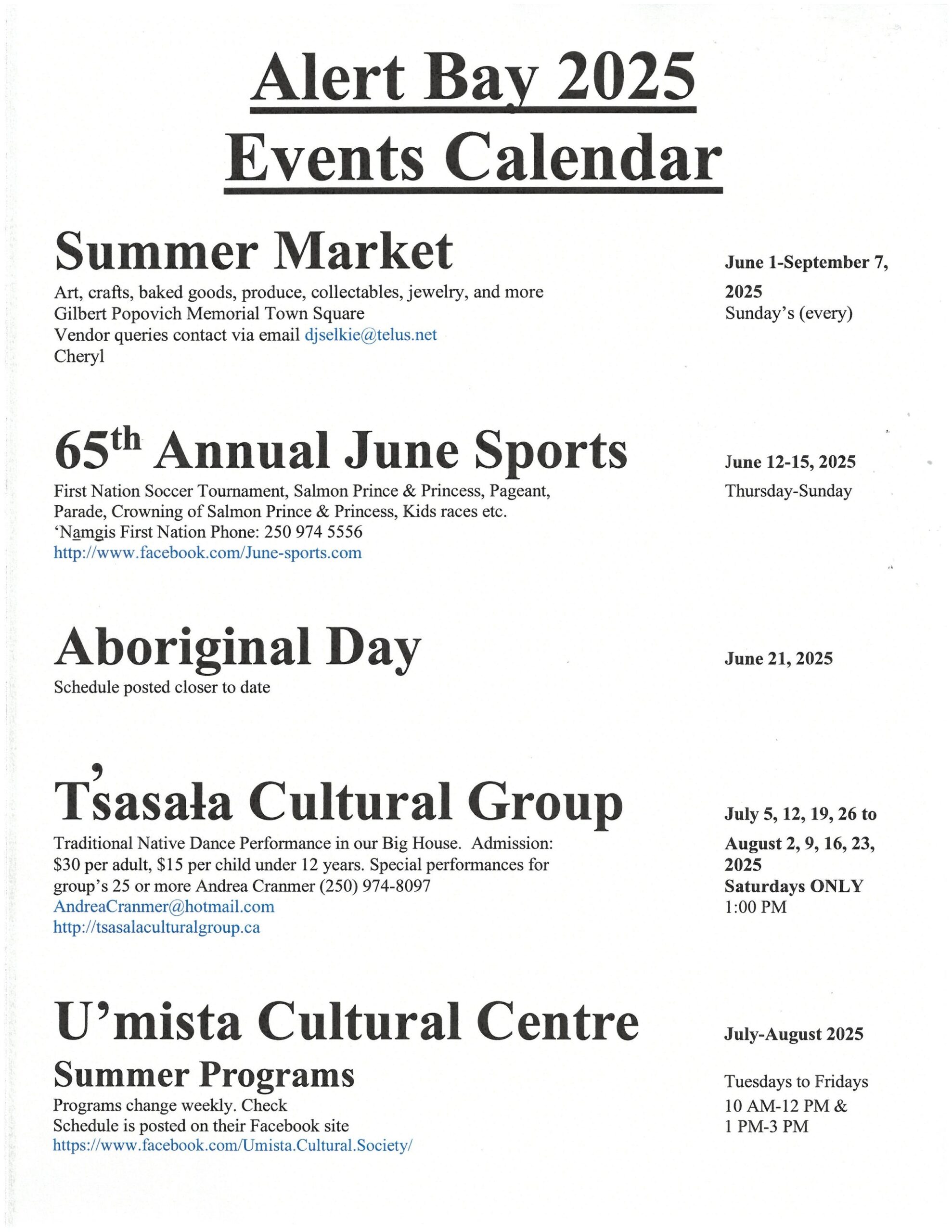 August 2025 Event Calendar