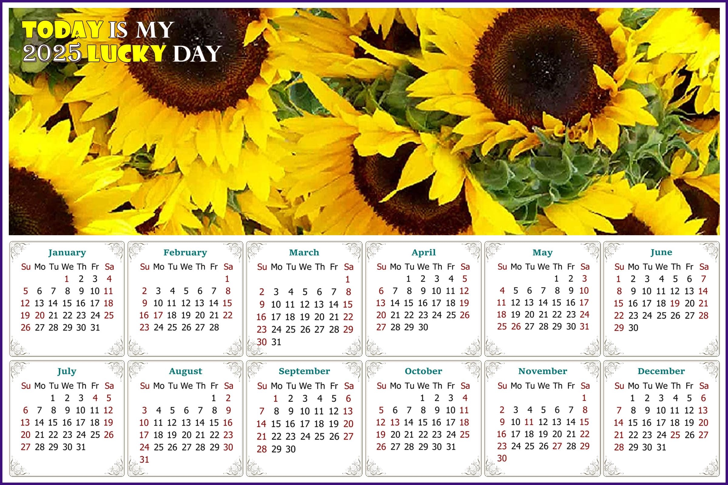 August 2025 Calendar Sunflower