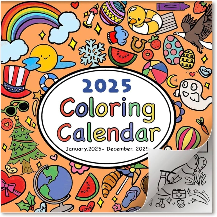 Amazon Himache 2025 Coloring Kids Wall Calendar With Unique Illustrated Images 12