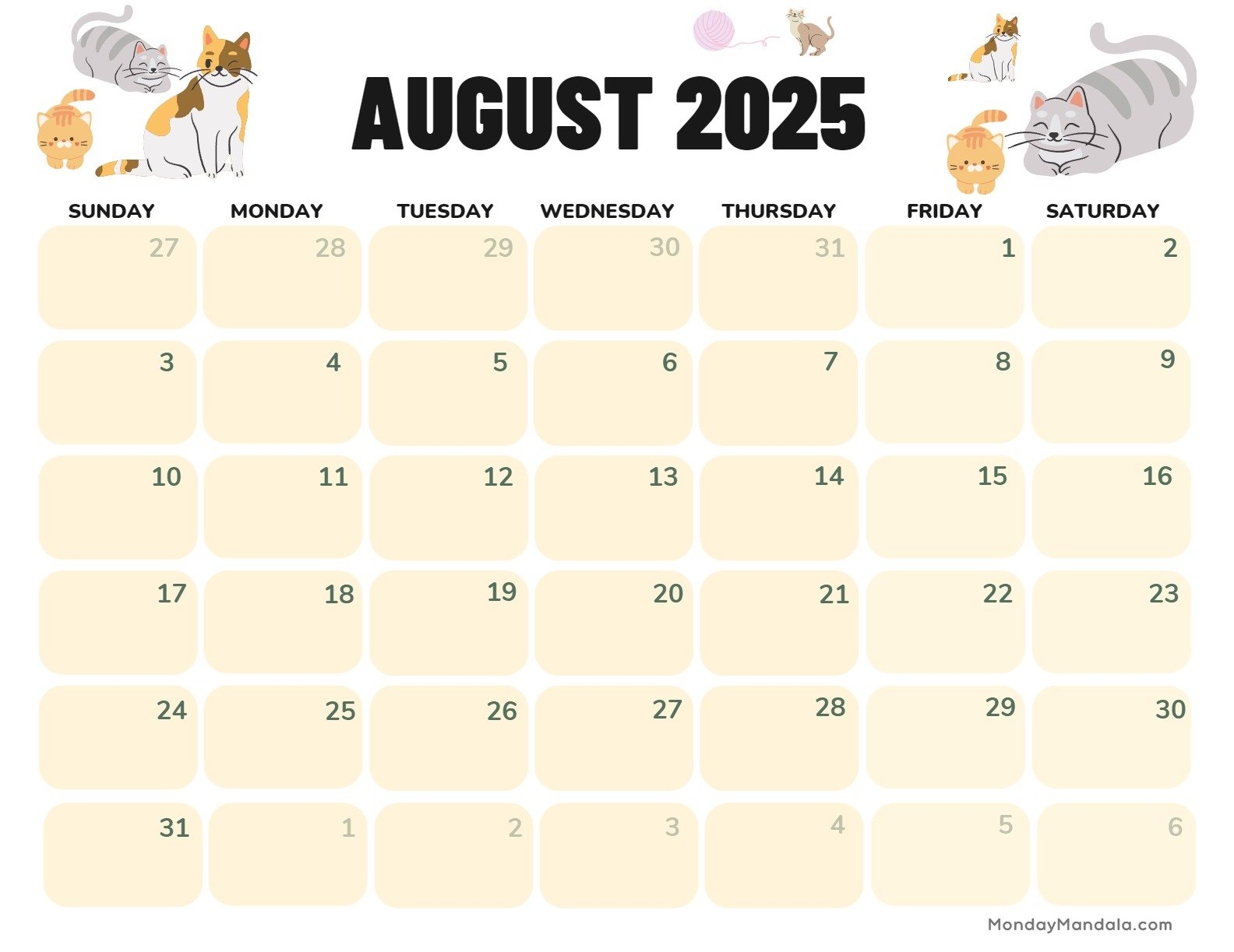 August 2025 Calendar 52 Free PDF Printables 