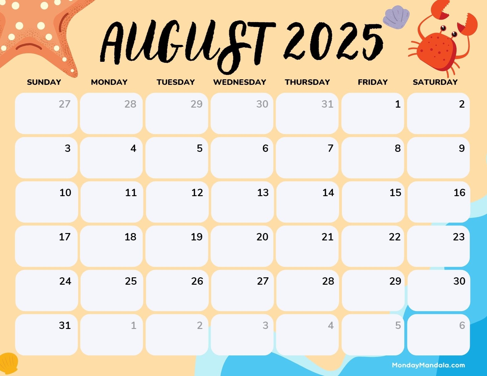 August 2025 Calendar 52 Free PDF Printables 