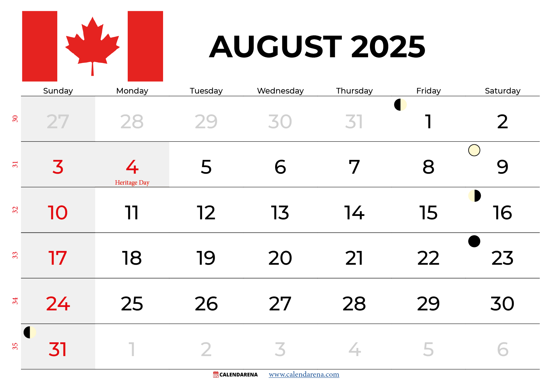 Calendar August 2025 Holidays