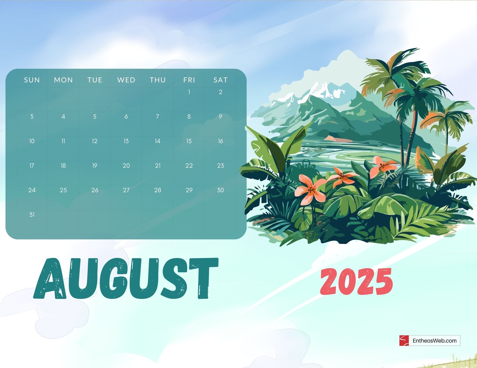 August 2025 Calendar Desktop