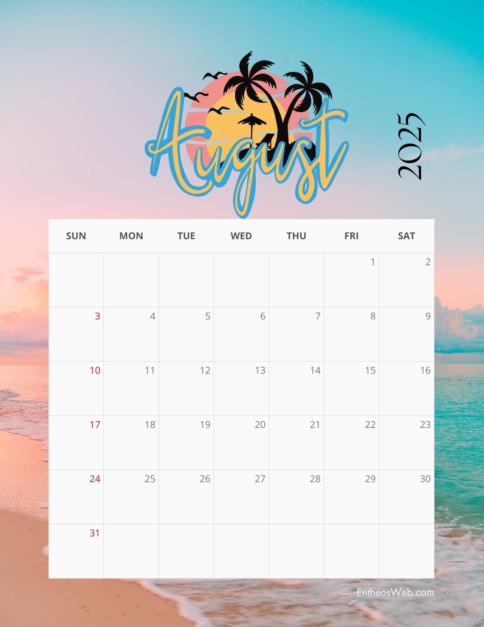 August 2025 Calendar Please