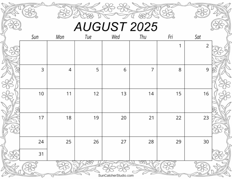 August 2025 Calendar Free Printable Free Printables Monograms
