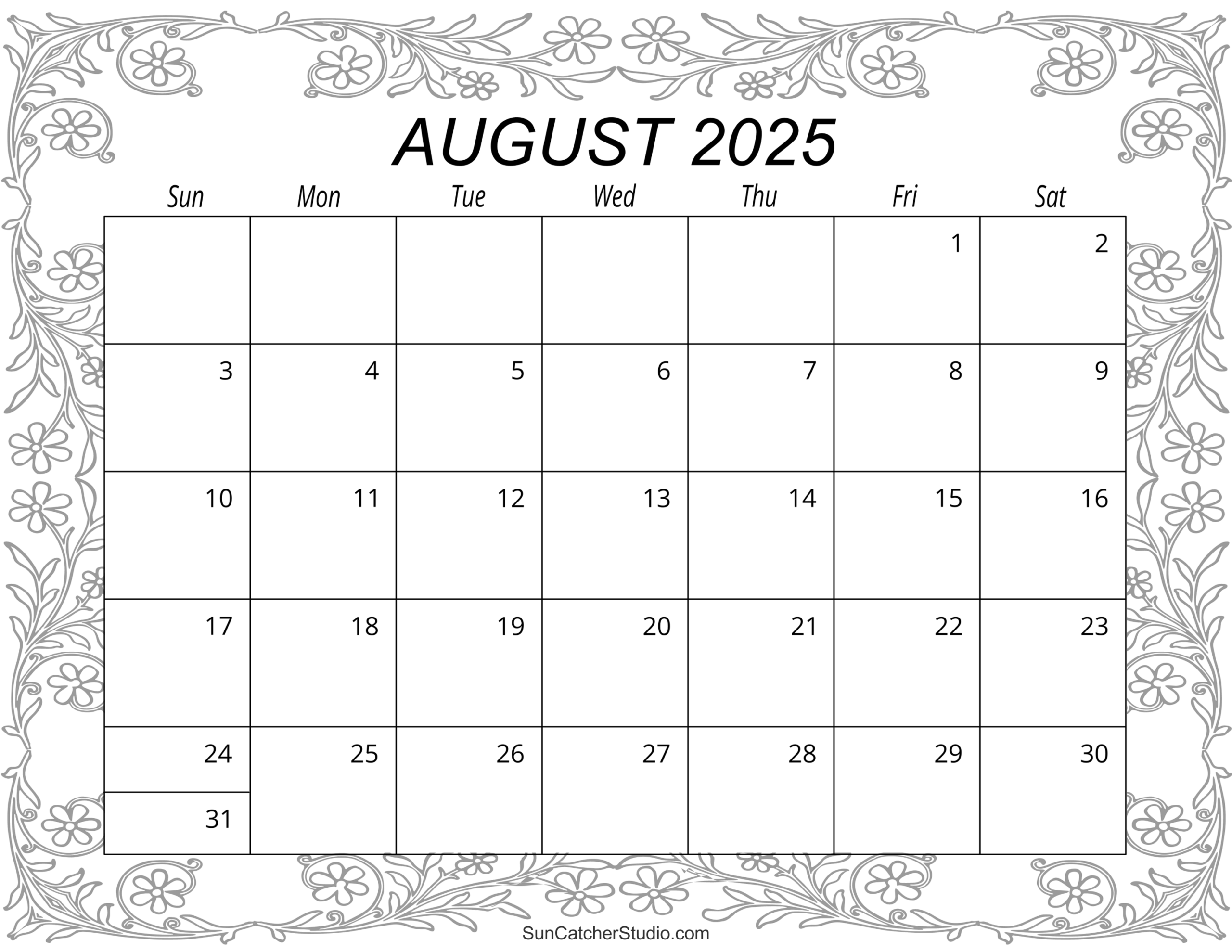 August 2025 Calendar Large