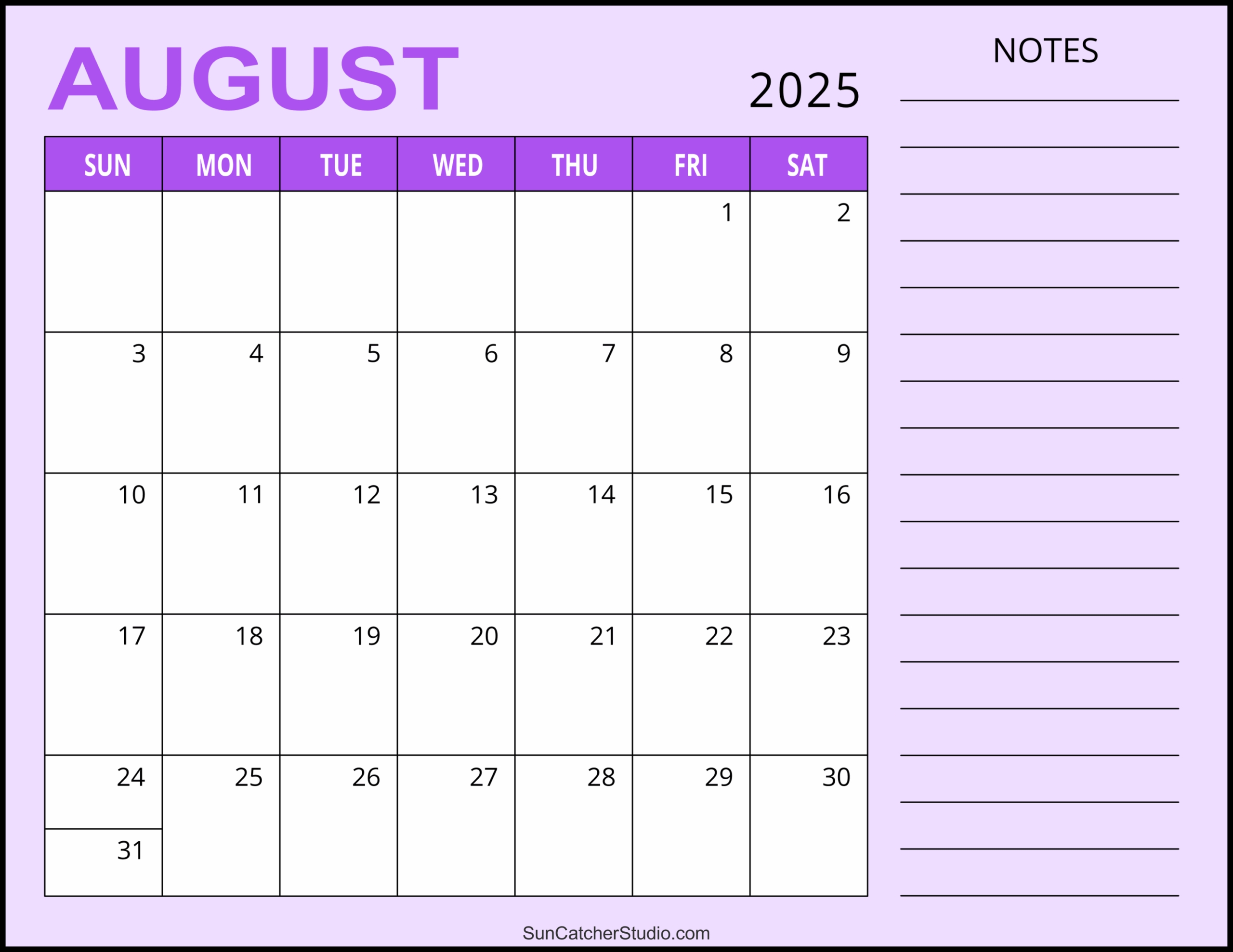 August 2025 Word Calendar