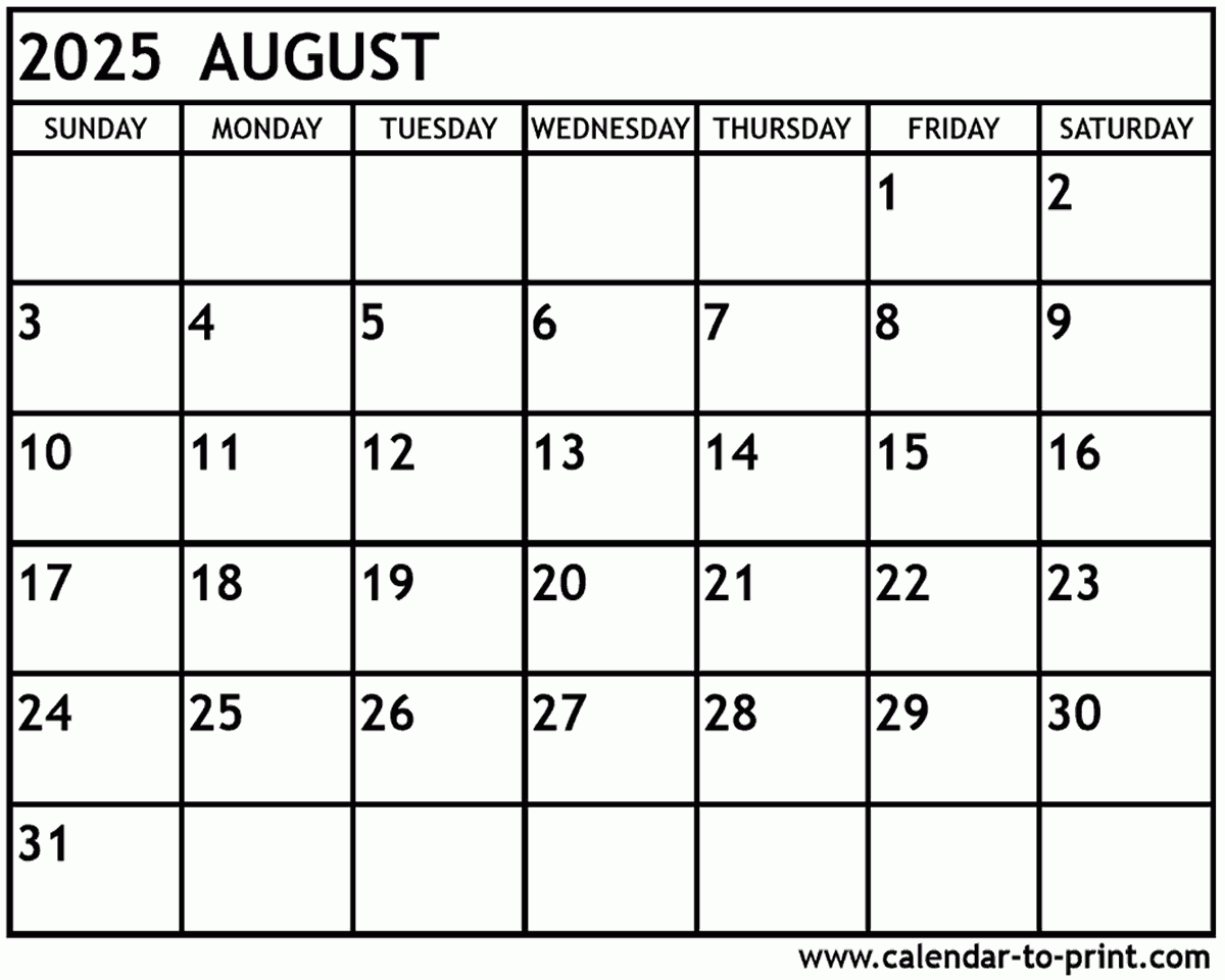 Calendar For August 2025 And September 2025
