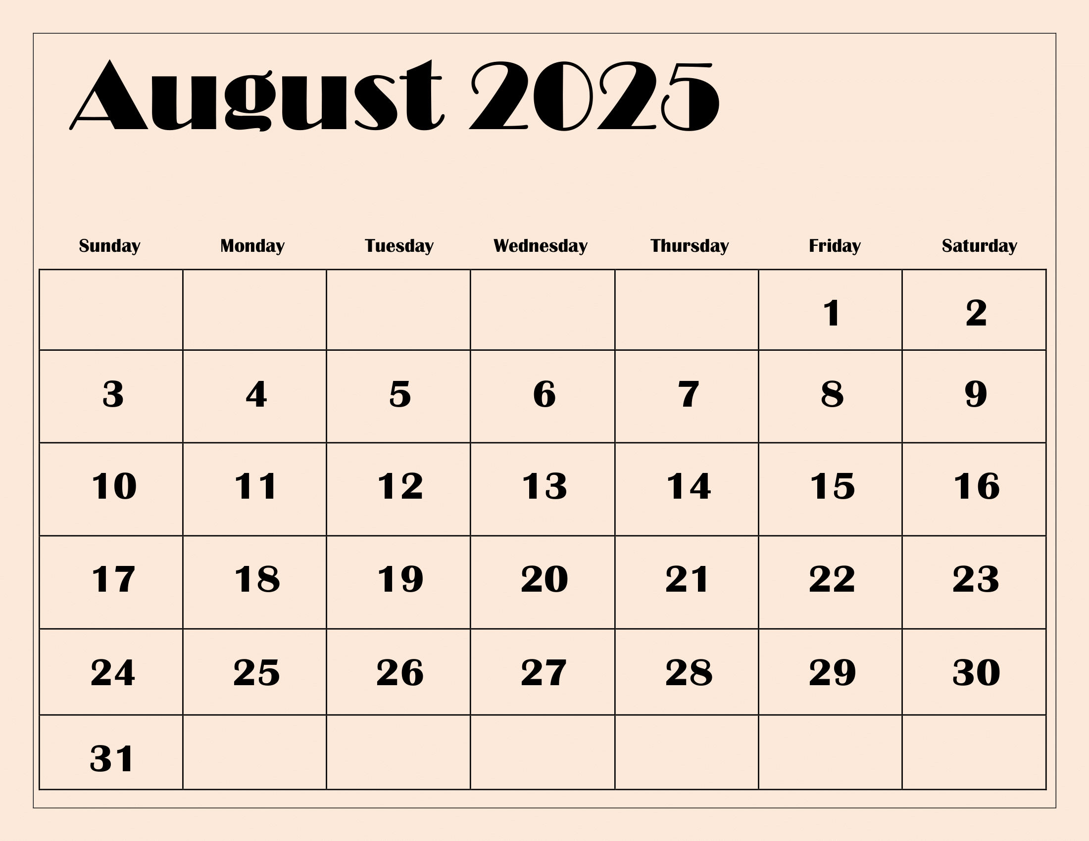 August 2025 Economic Calendar