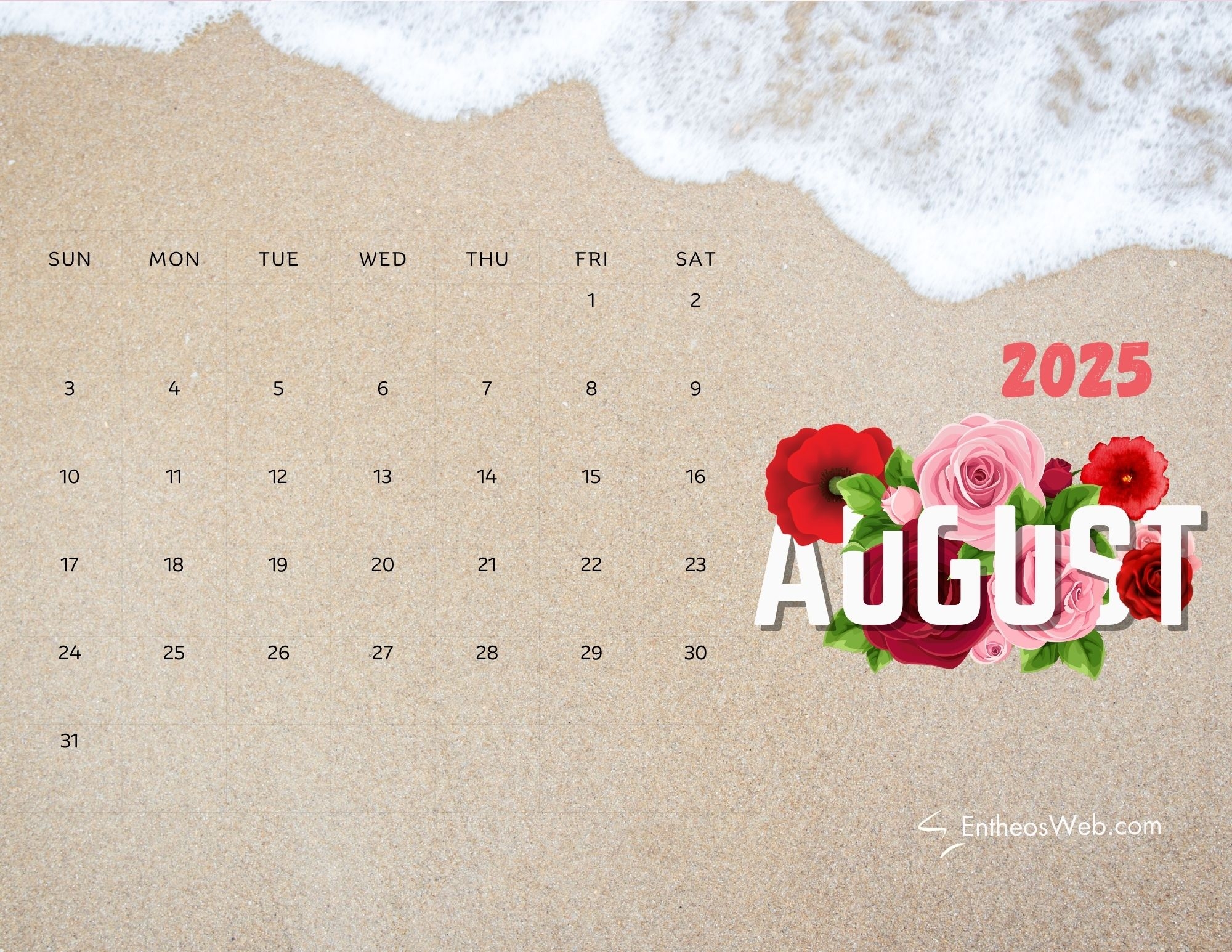 August 2025 Calendar Background