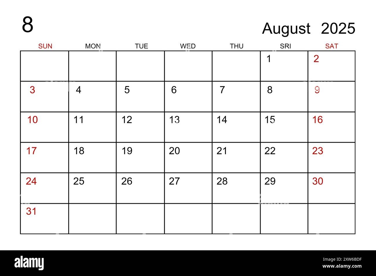 August 2025 Calendar Word Document