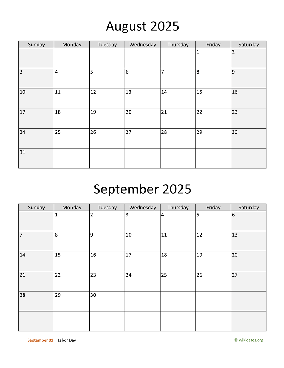 August To December 2025 Calendar