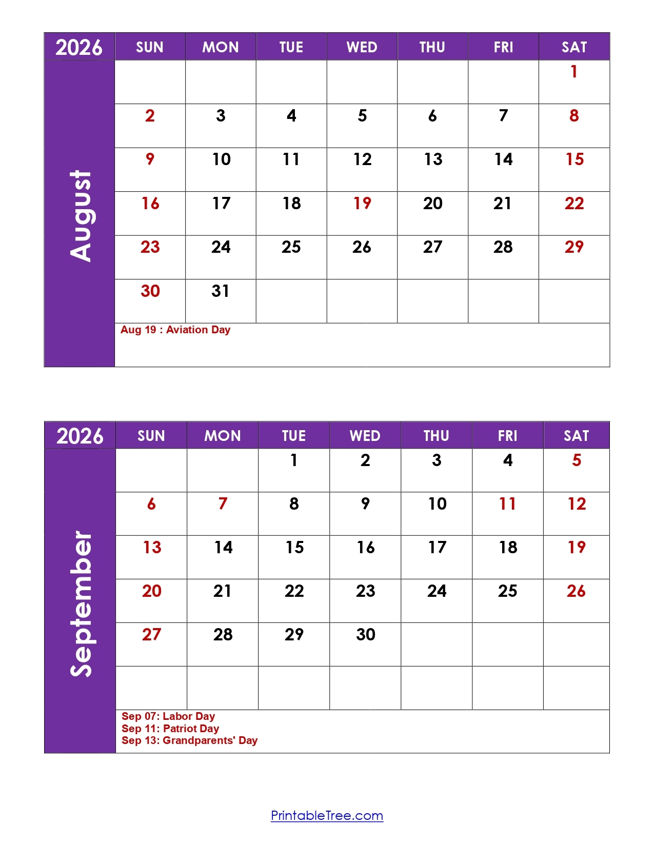 Calendar From September 2025 To August 2026