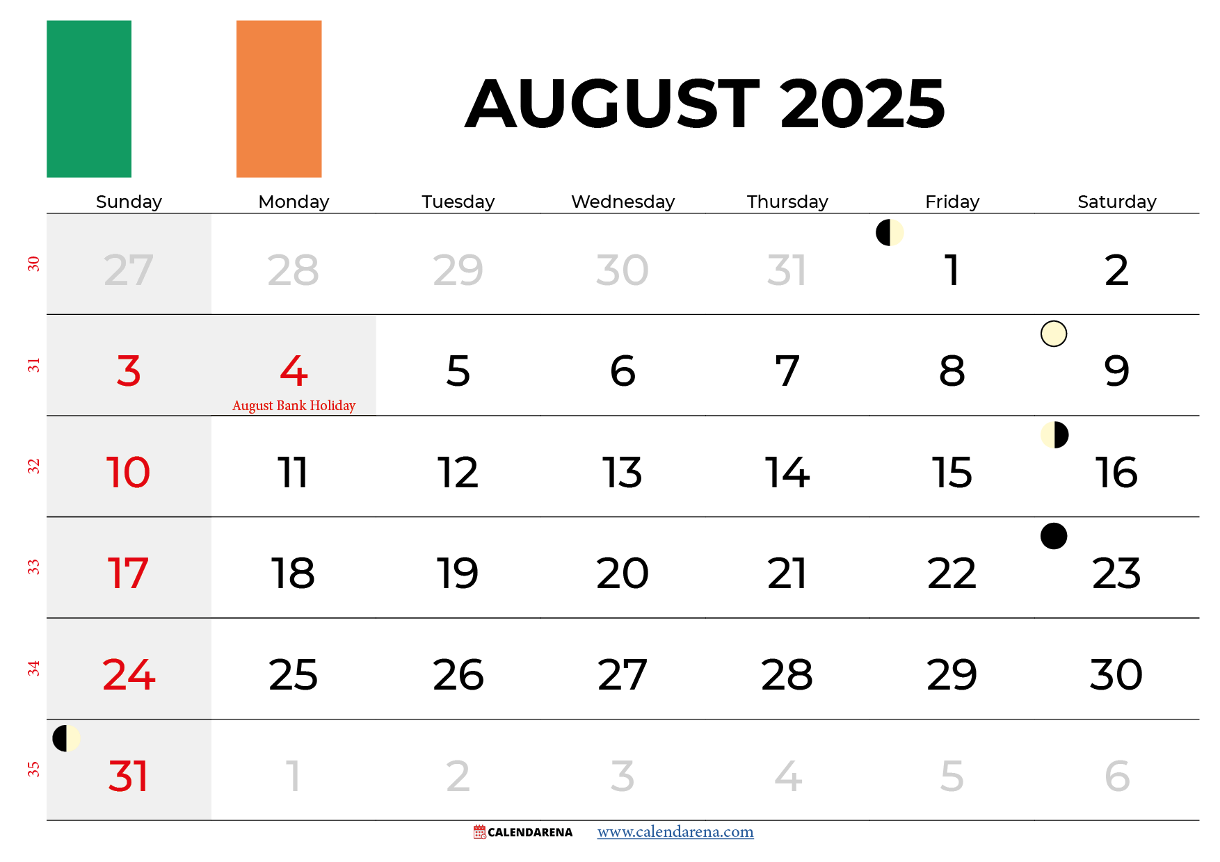 Holiday Calendar For August 2025