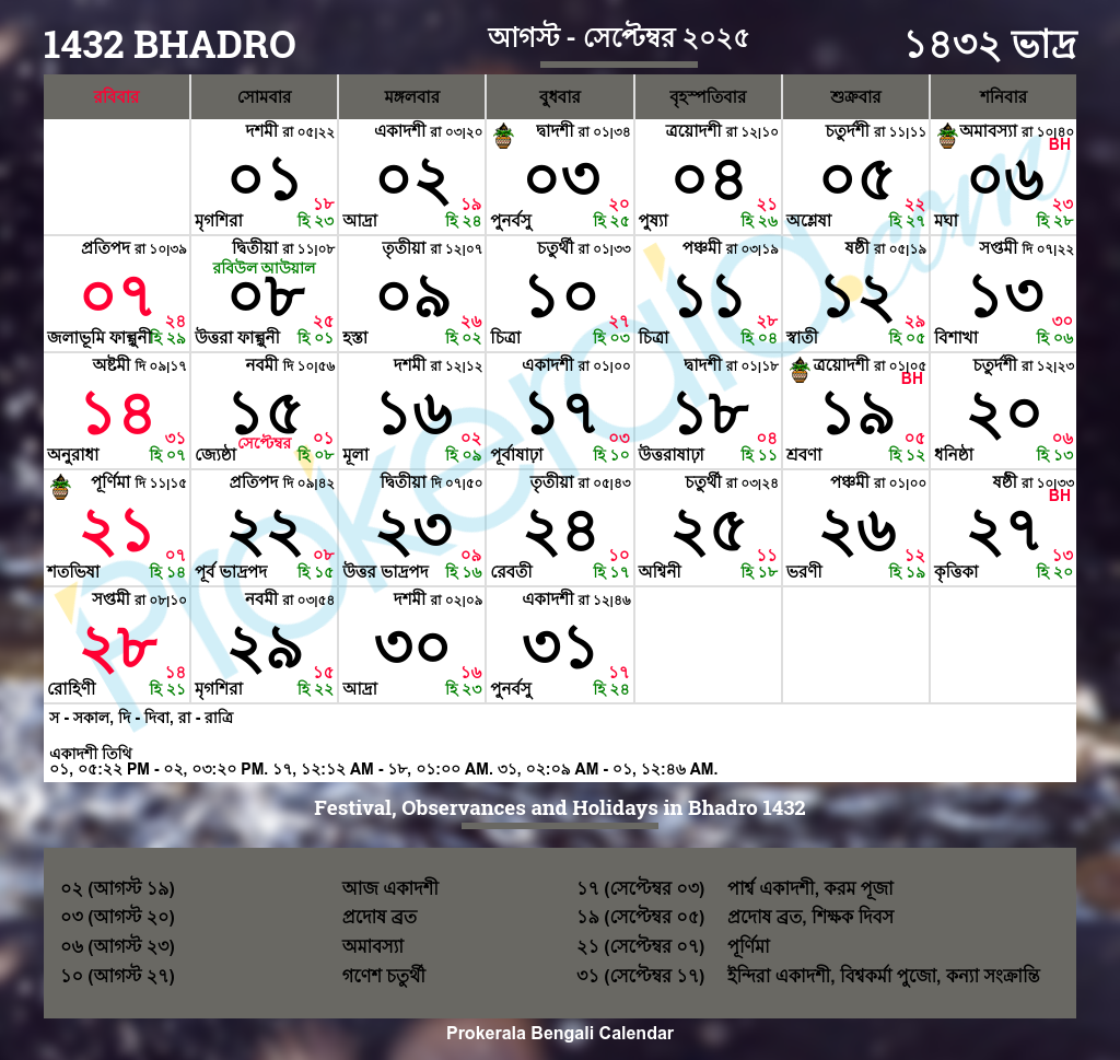 Bengali Calendar 2025 West Bengal Festivals West Bengal Holidays 2025