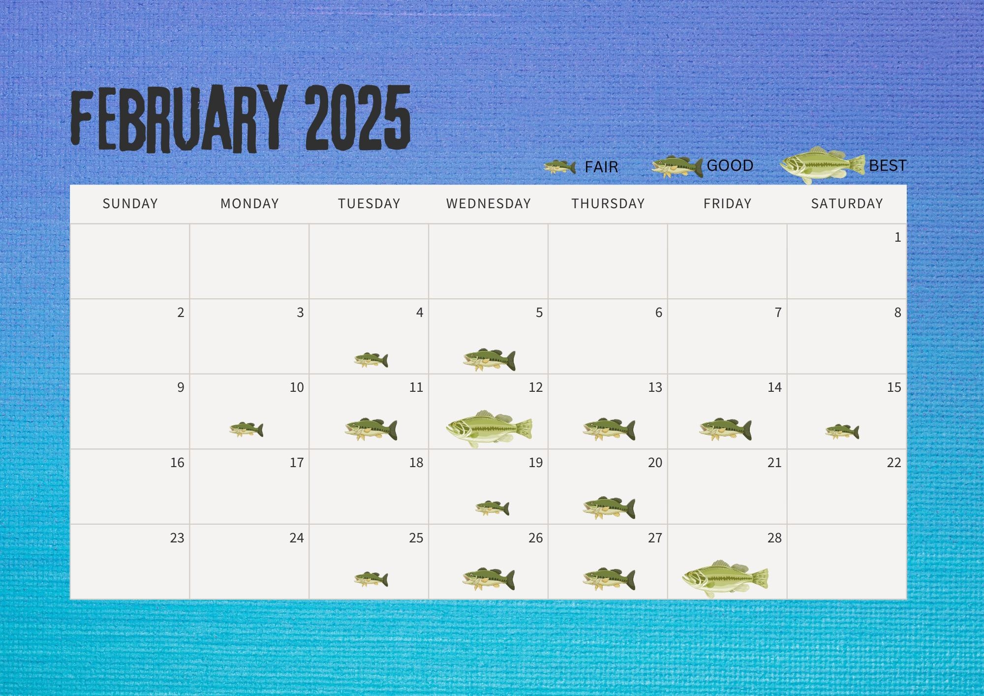 Best Fishing Days 2025 Calendar Digital Download Only Etsy Canada