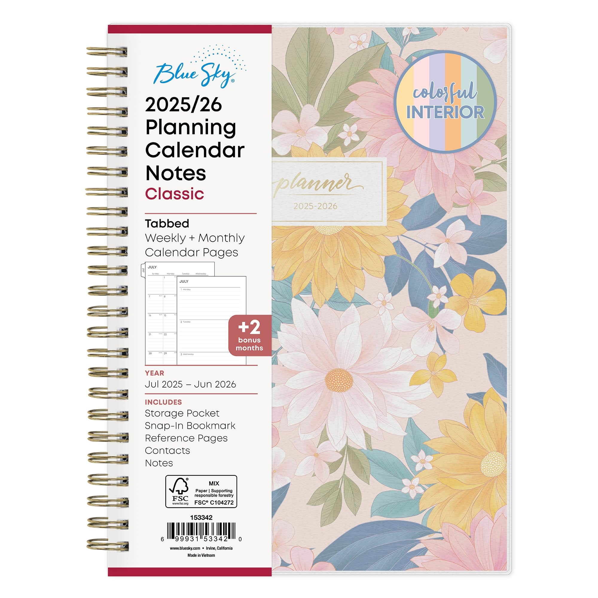 Blue Sky 2025 2026 Weekly And Monthly Academic Year Planner Calendar July 2025 June 2026 5 8