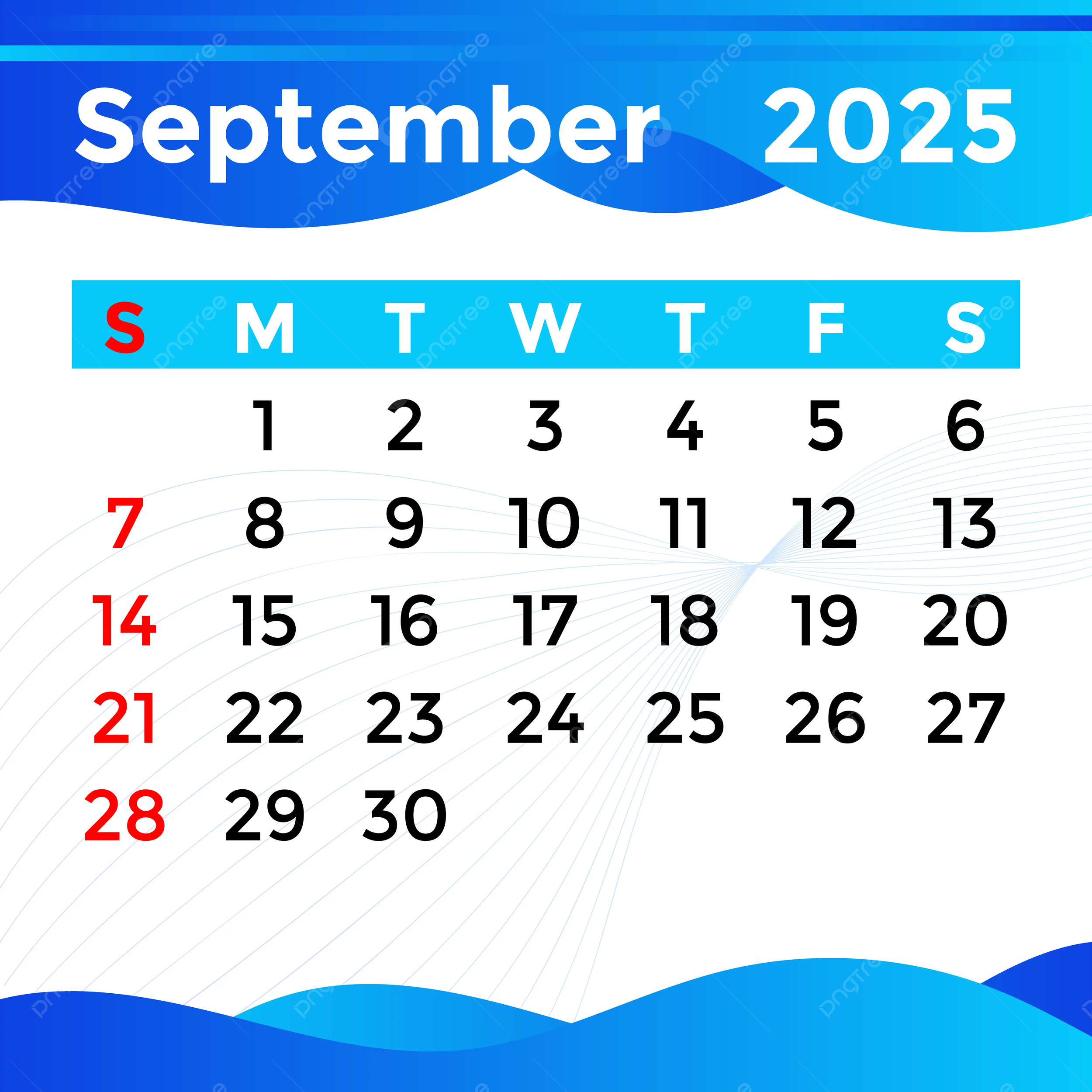 September 2025 Calendar Clipart