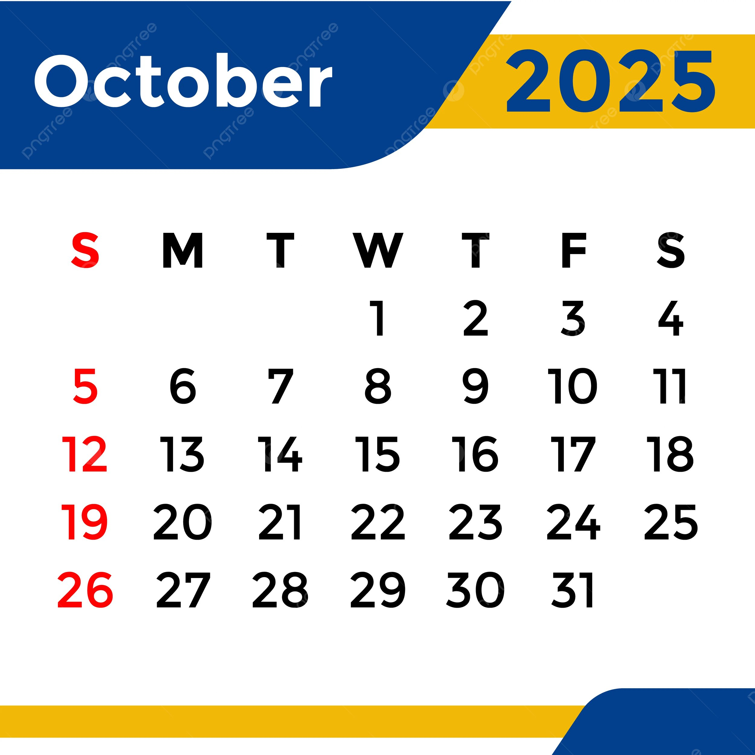 Monthly Calendar For October 2025