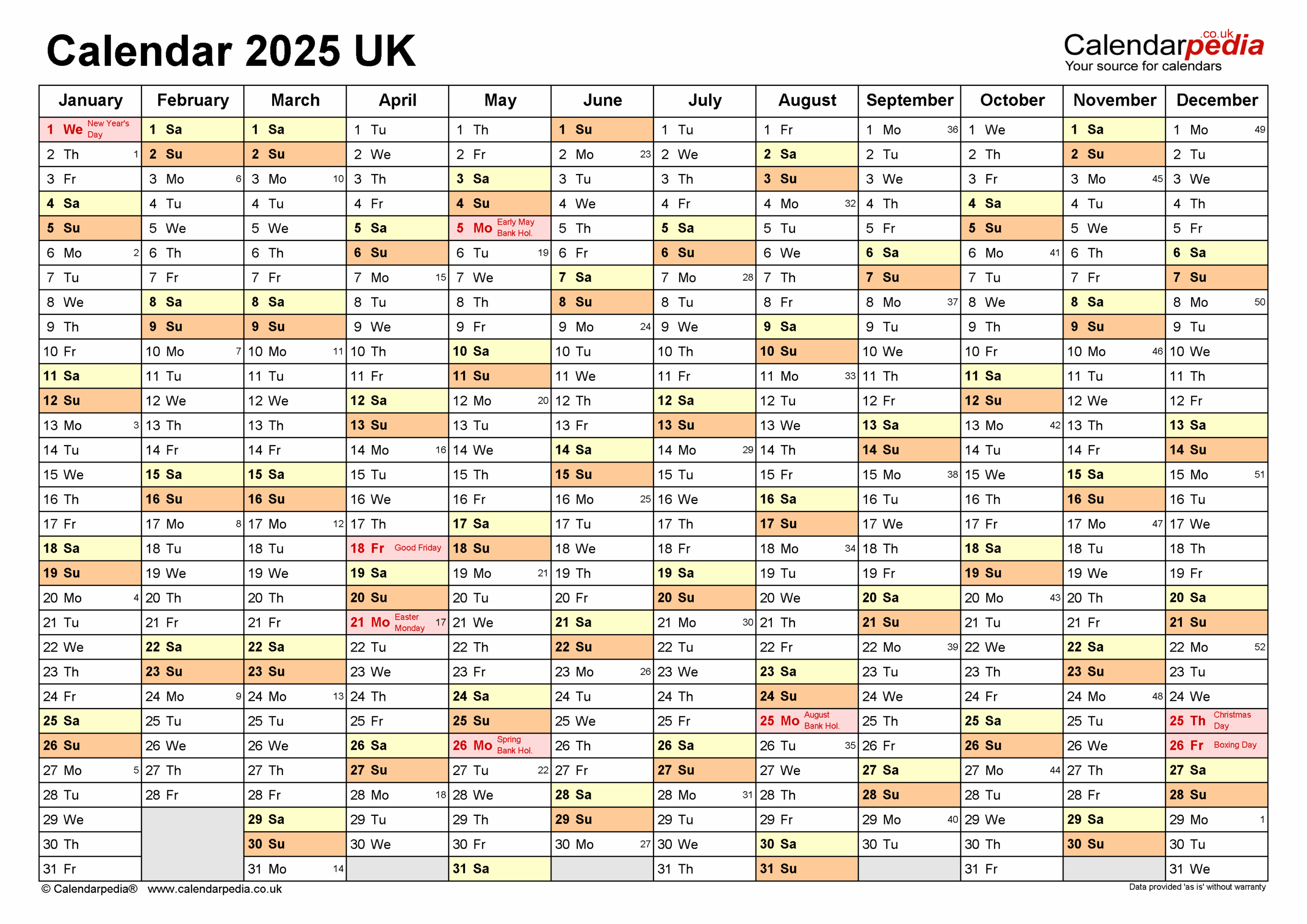 Excel August 2025 Calendar