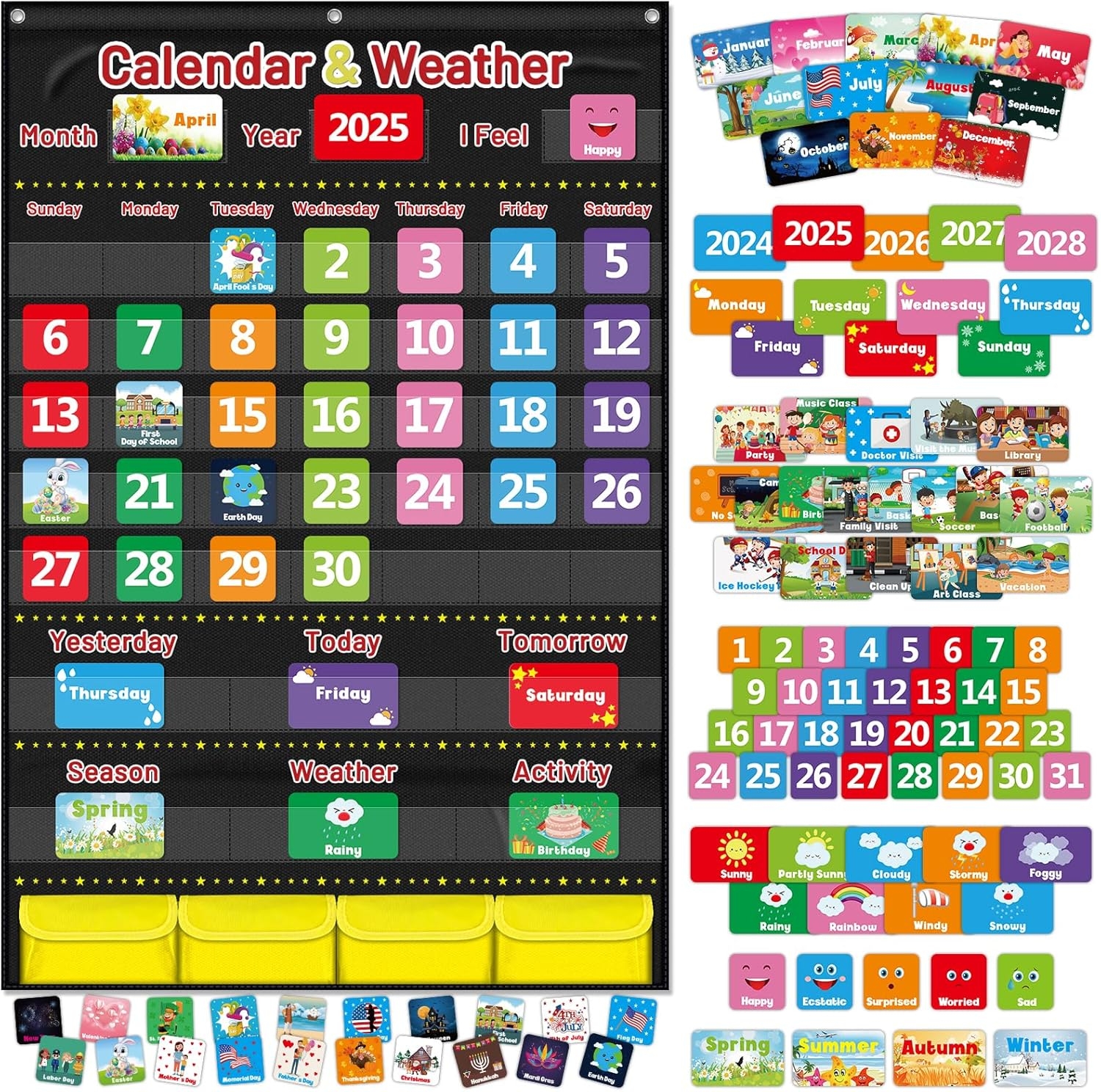 Calendar And Weather Pocket Chart For Kids Learning Cameroon Ubuy