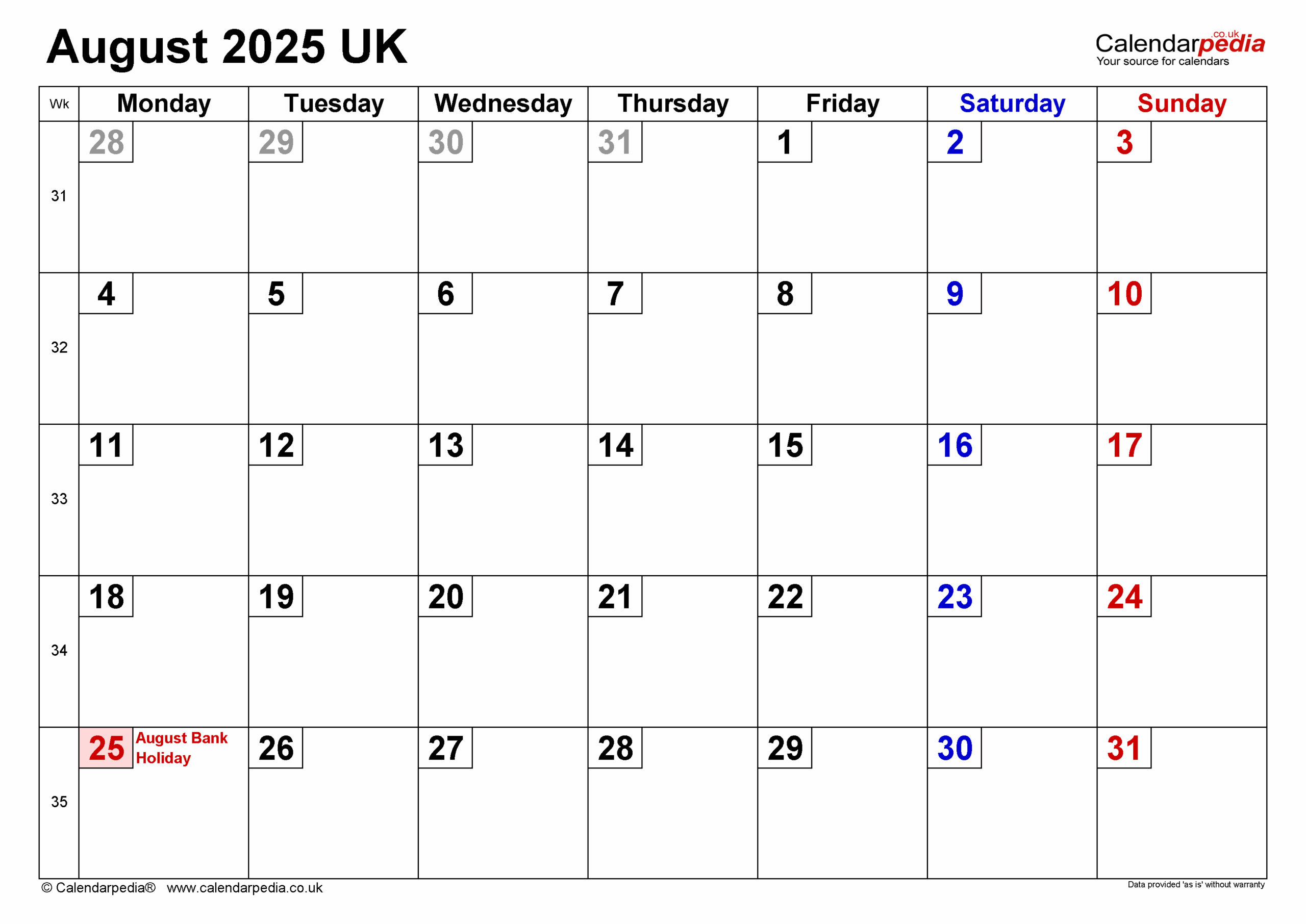 Calendar August 2025 UK With PDF Excel And Word Templates Calendar August 2025 UK With PDF Excel And Word Templates