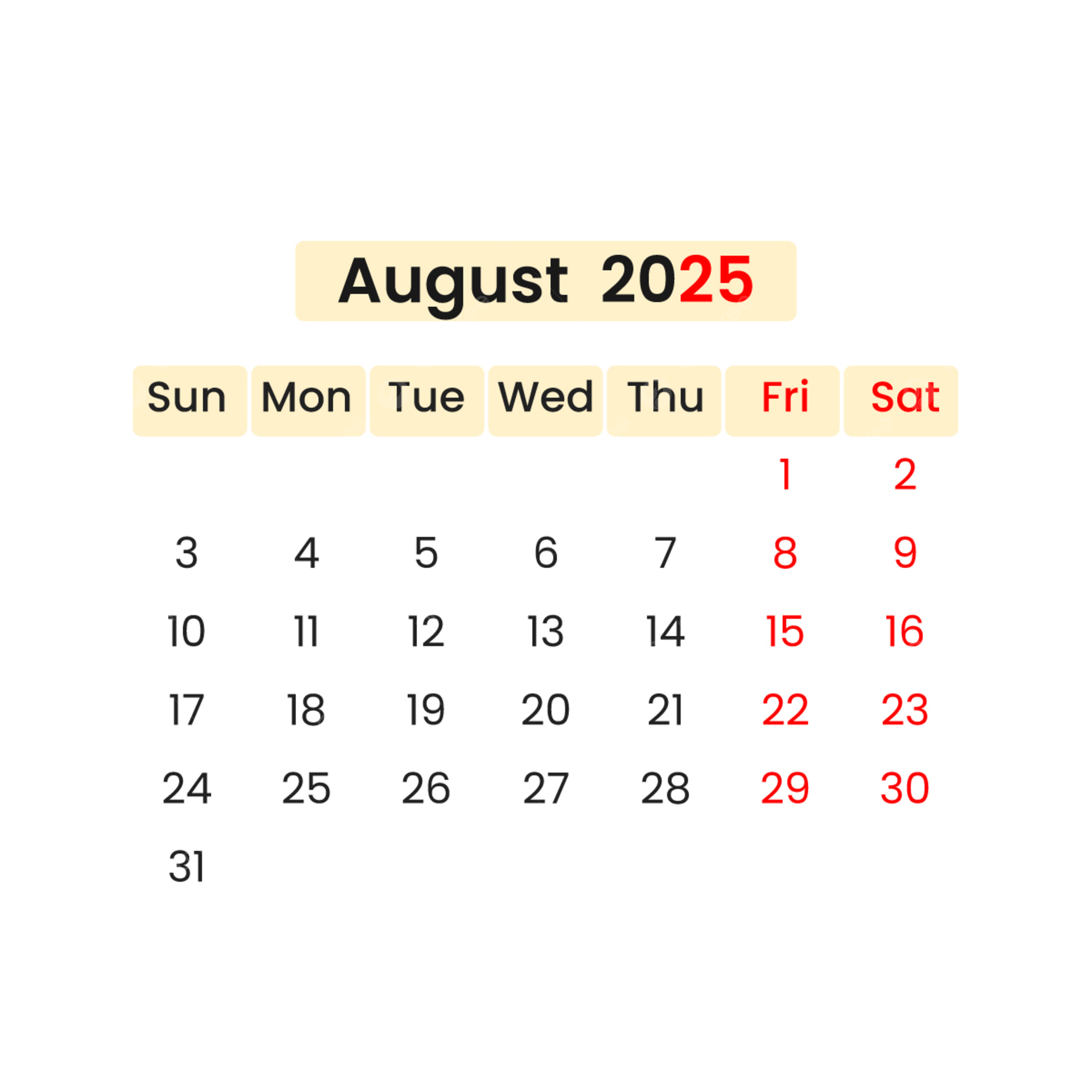 Calendar August 2025 Vector With National Holidays And Colorful 