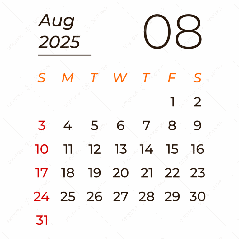 Calendar August PNG Transparent Images Free Download Vector Files Pngtree